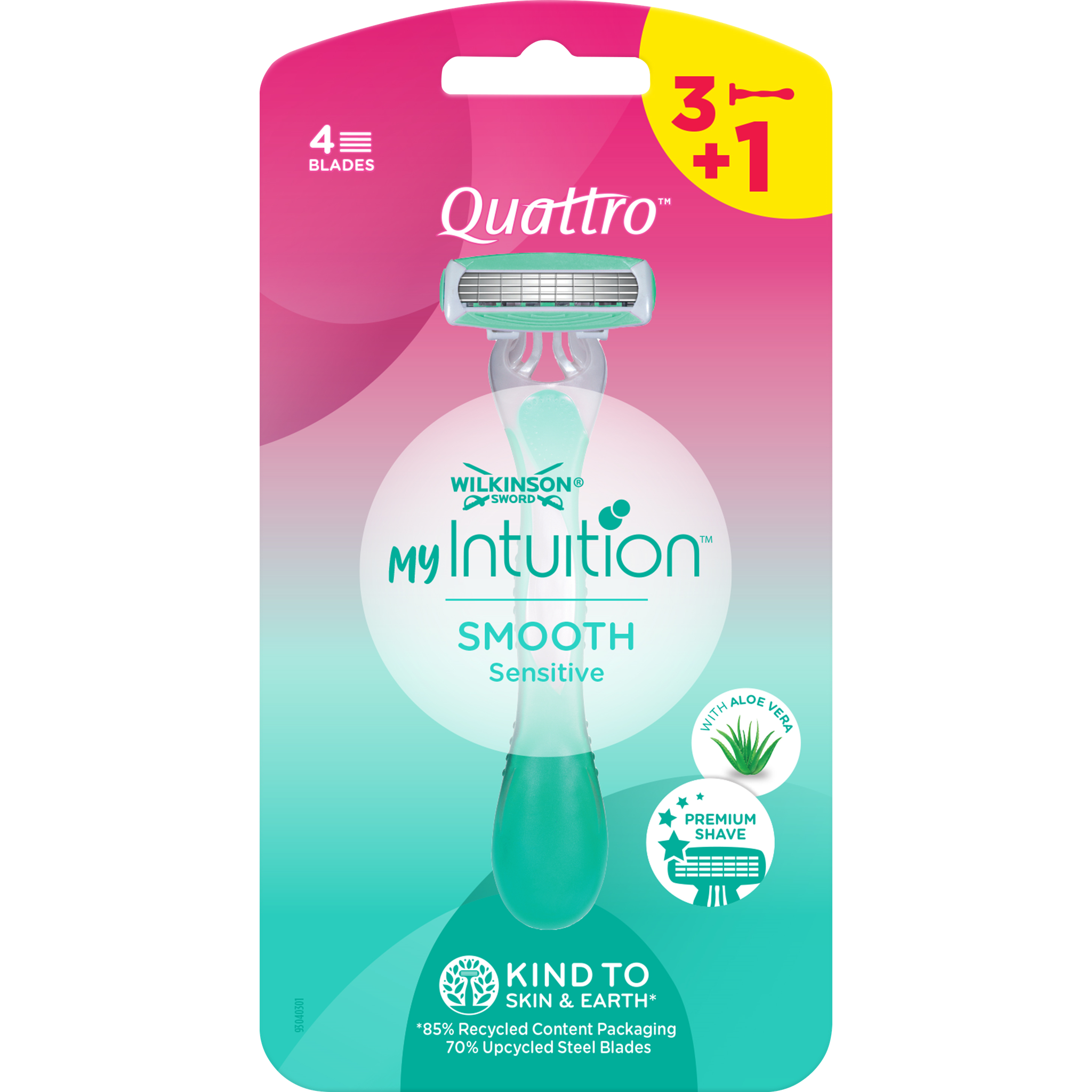 Wilkinson Sword Quattro My Intuition Smooth Sensitive Wegwerpmesjes 4 stuks