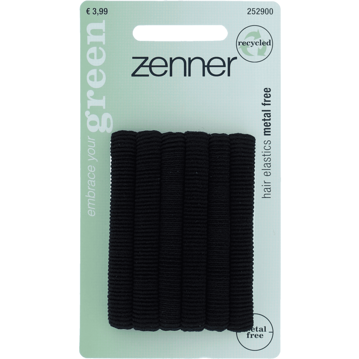 Zenner Haarelastiek Recycled Polyester/Organic Cotton Zwart 6 stuks