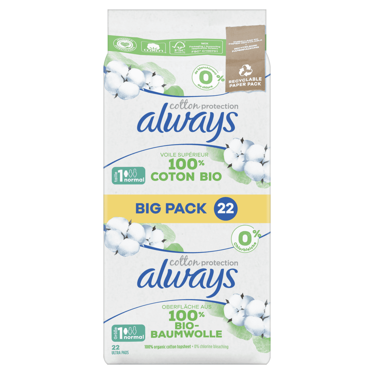 Always Maandverband Cotton Protection Normal Big Pack 22 stuks