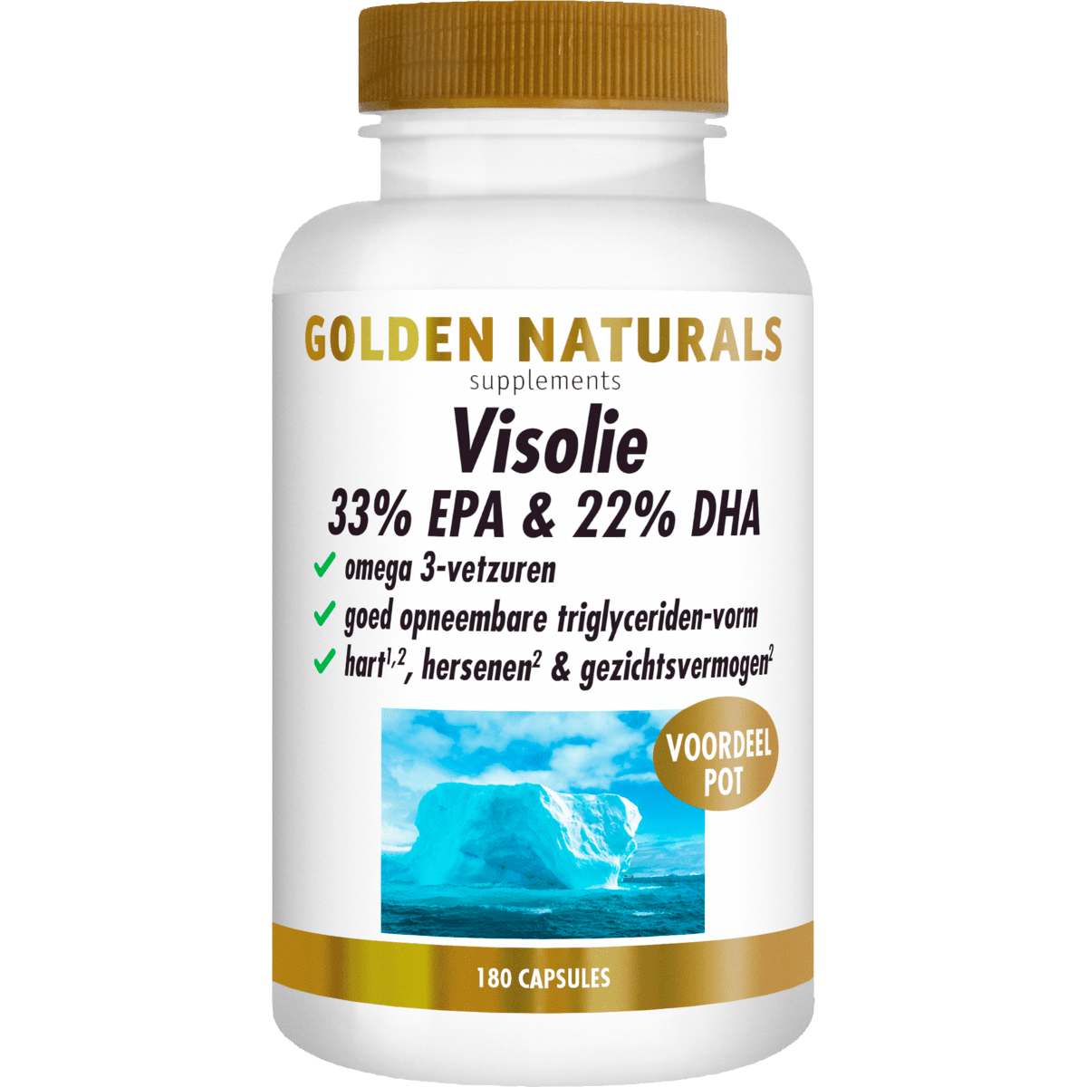 Golden Naturals Visolie 33% EPA & 22% DHA Softgel Capsules 180 stuks
