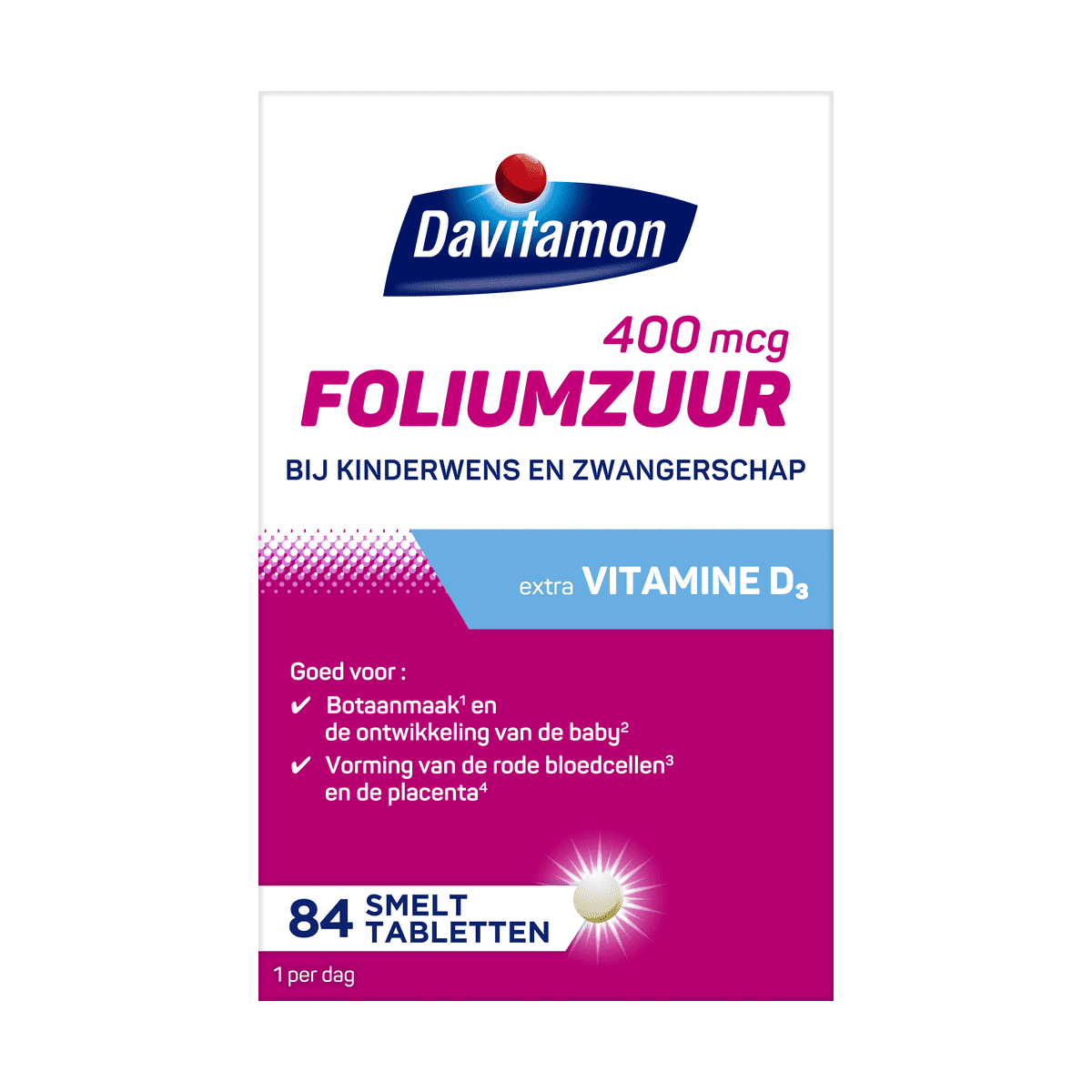 Davitamon Foliumzuur met Vitamine D3 Zwanger 30 stuks