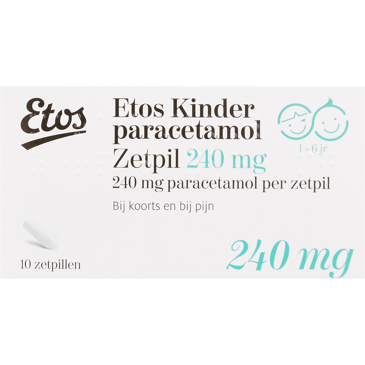 Etos Kinderparacetamol Zetpil 240 mg 10 EA Etos