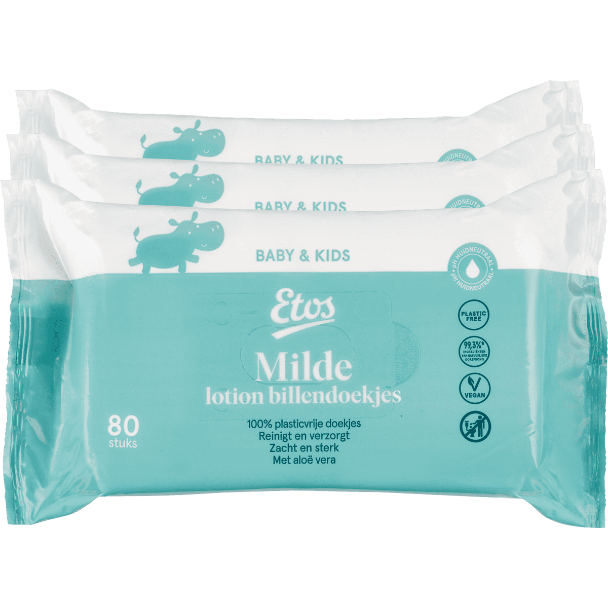 Etos Baby Lotion Doekjes Mild Plasticvrij 3x80 stuks 240 EA Etos