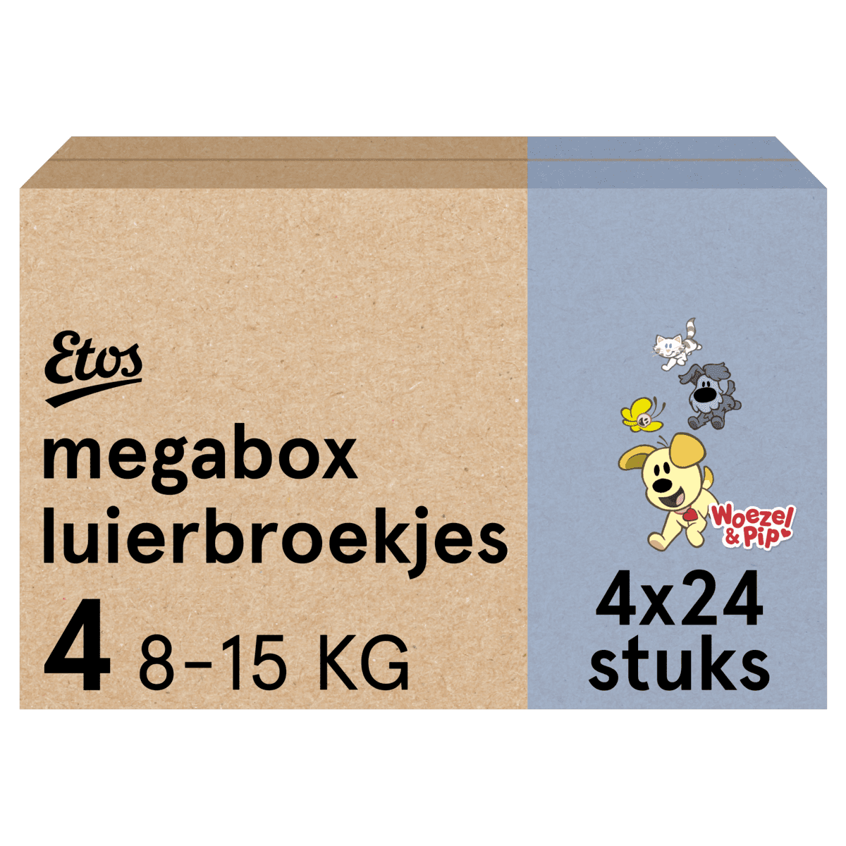 Etos Woezel & Pip Luierbroekjes Maxi Maat 4 8-15 kg Megabox 96 stuks