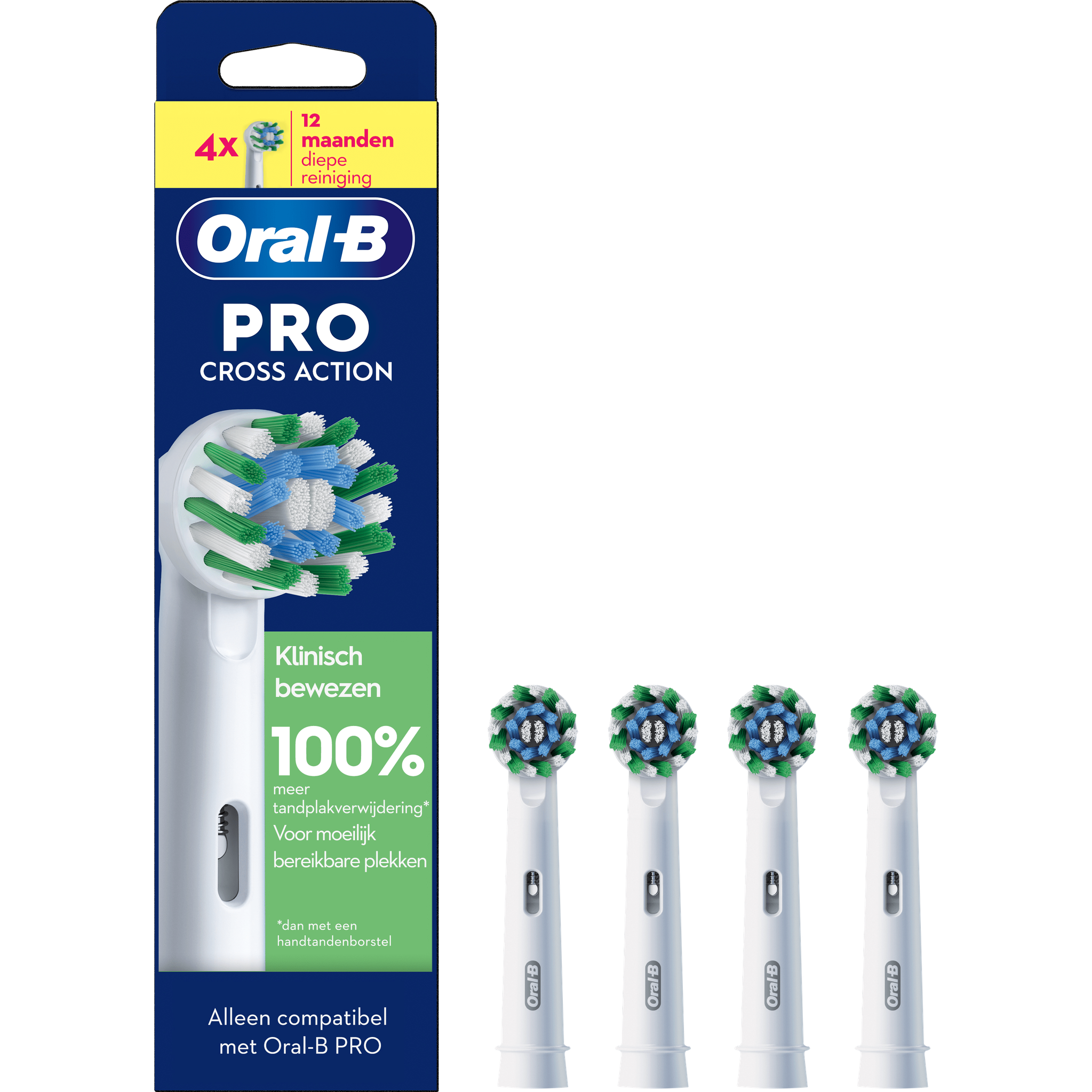 Oral-B Cross Action Opzetborstels Wit 4 Stuks