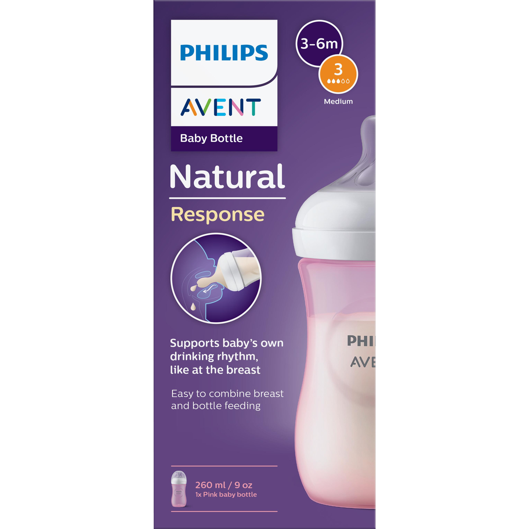 Philips Avent Natural Response Babyfles 3M+ Roze SCY903/11 260 ML
