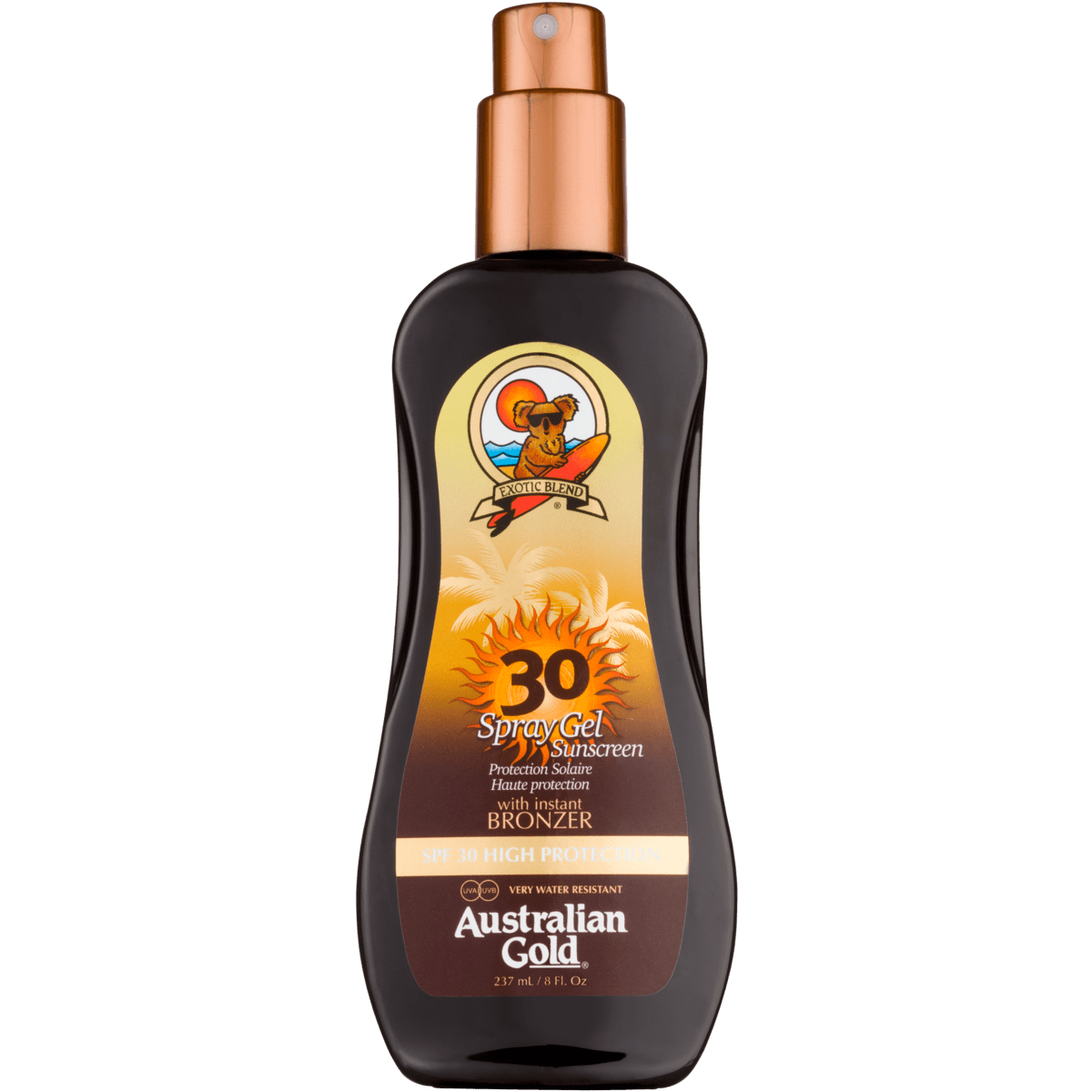 Australian Gold Bronzer Spray Gel Sunscreen SPF30 237 ML Etos