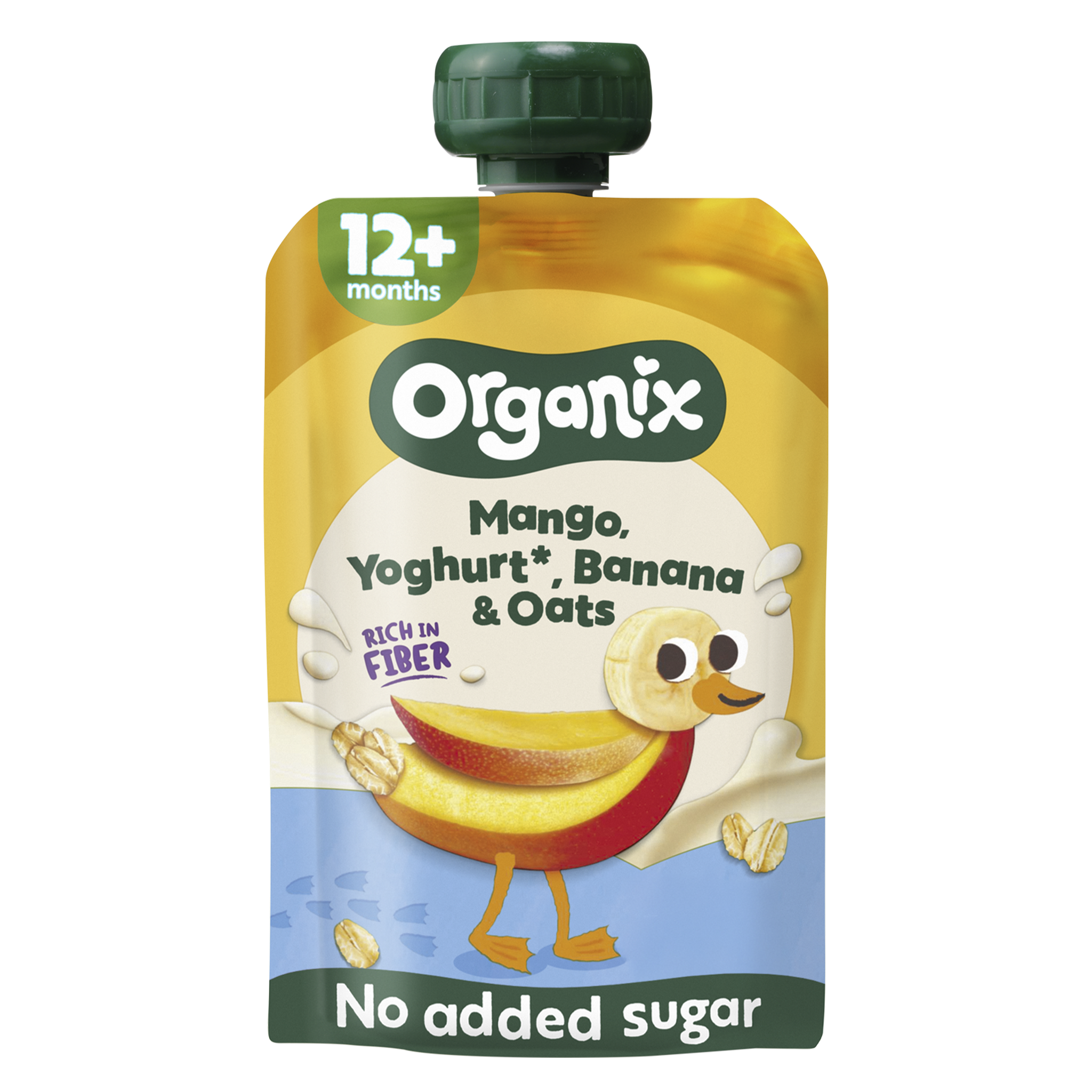 Organix Bio Knijpfruit Fiber Mango Yoghurt Banaan Haver 12+ Maanden 100 gram