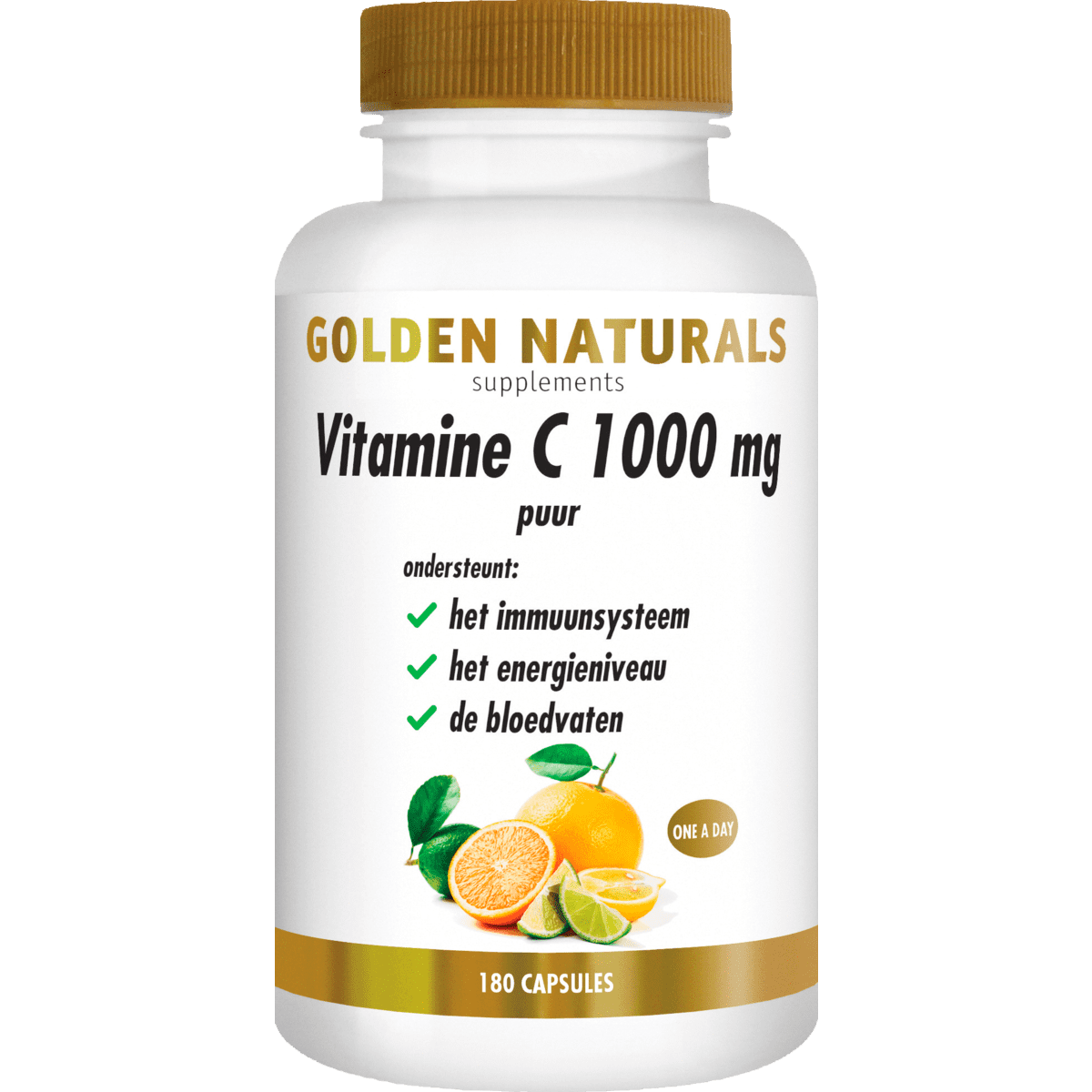 Golden Naturals Vitamine C 1000 MG Puur Capsules 180 stuks