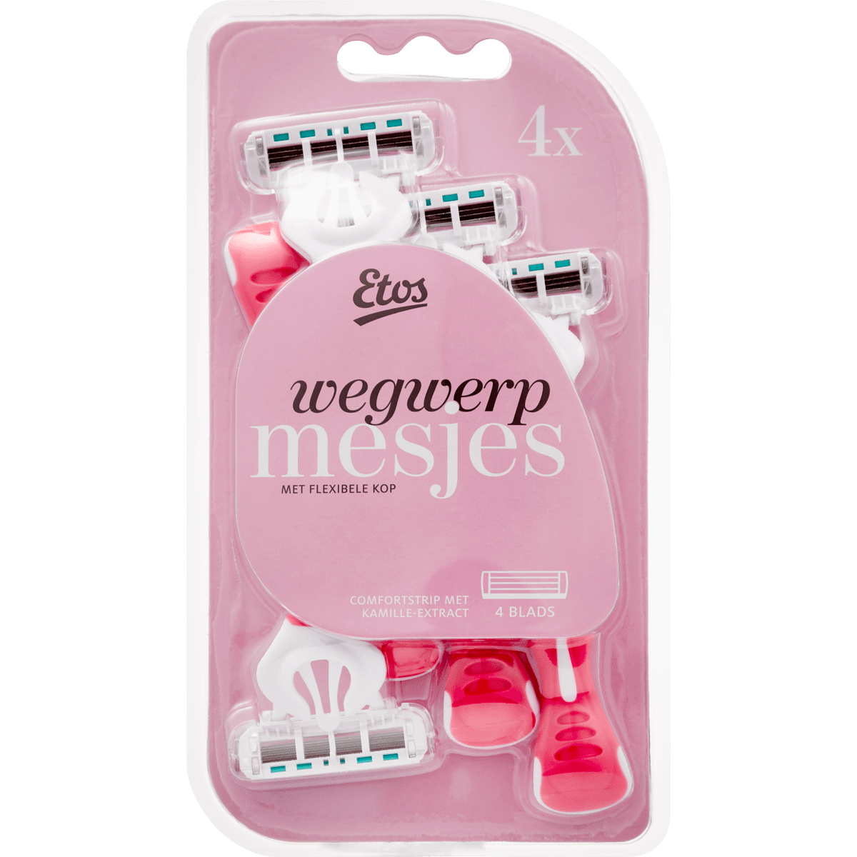 Etos 4-Blads Wegwerpmesjes Roze 4 stuks