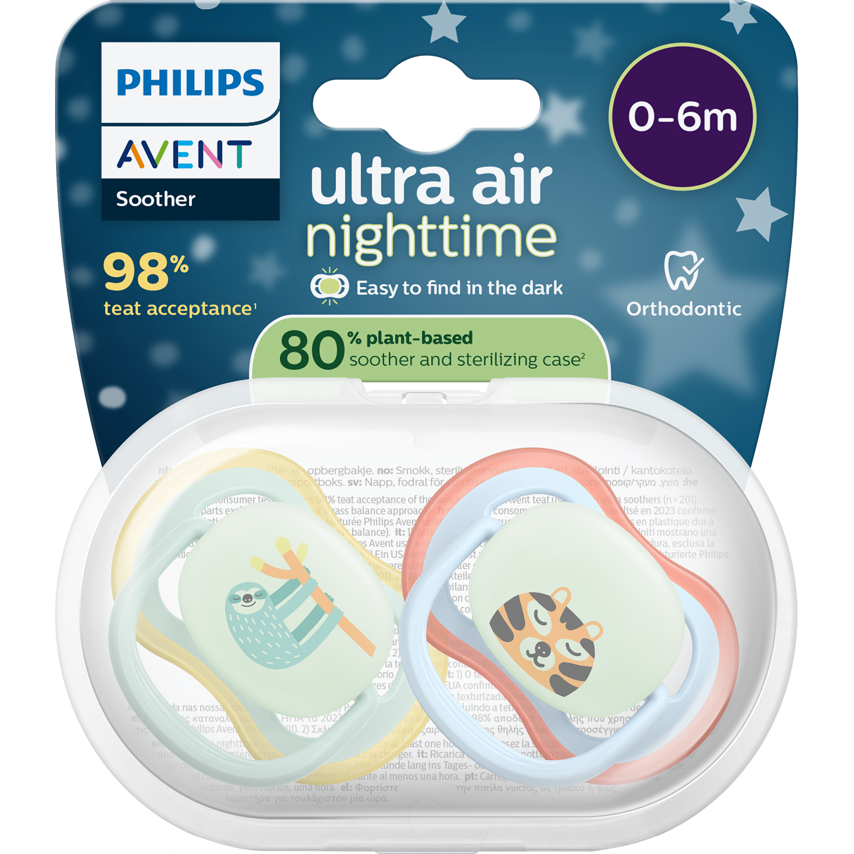Philips Avent Fopspeen Ultra Air Night 0-6M SCF376/24 2 stuks