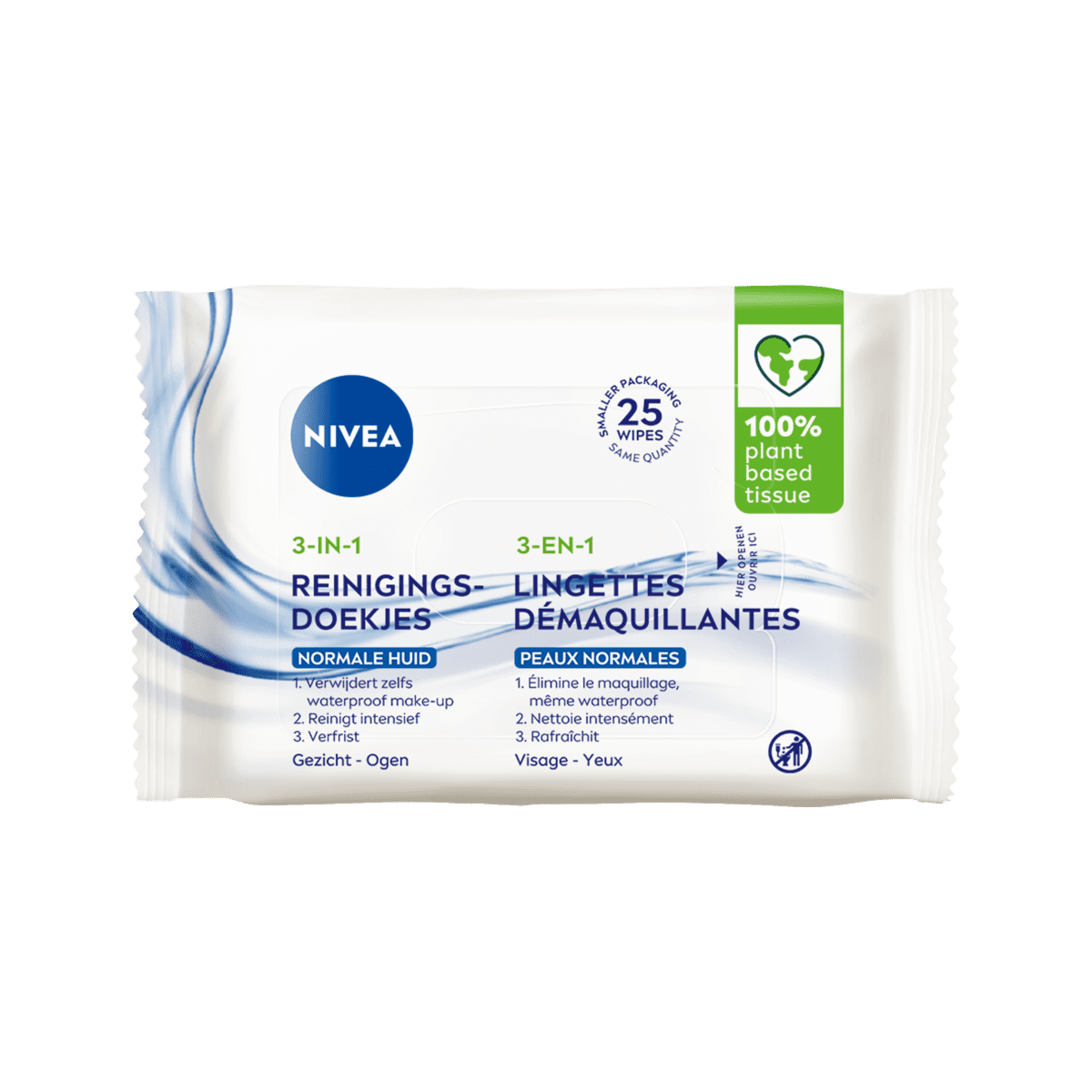 NIVEA 3-in-1 Verfrissende Reinigingsdoekjes 25 stuks