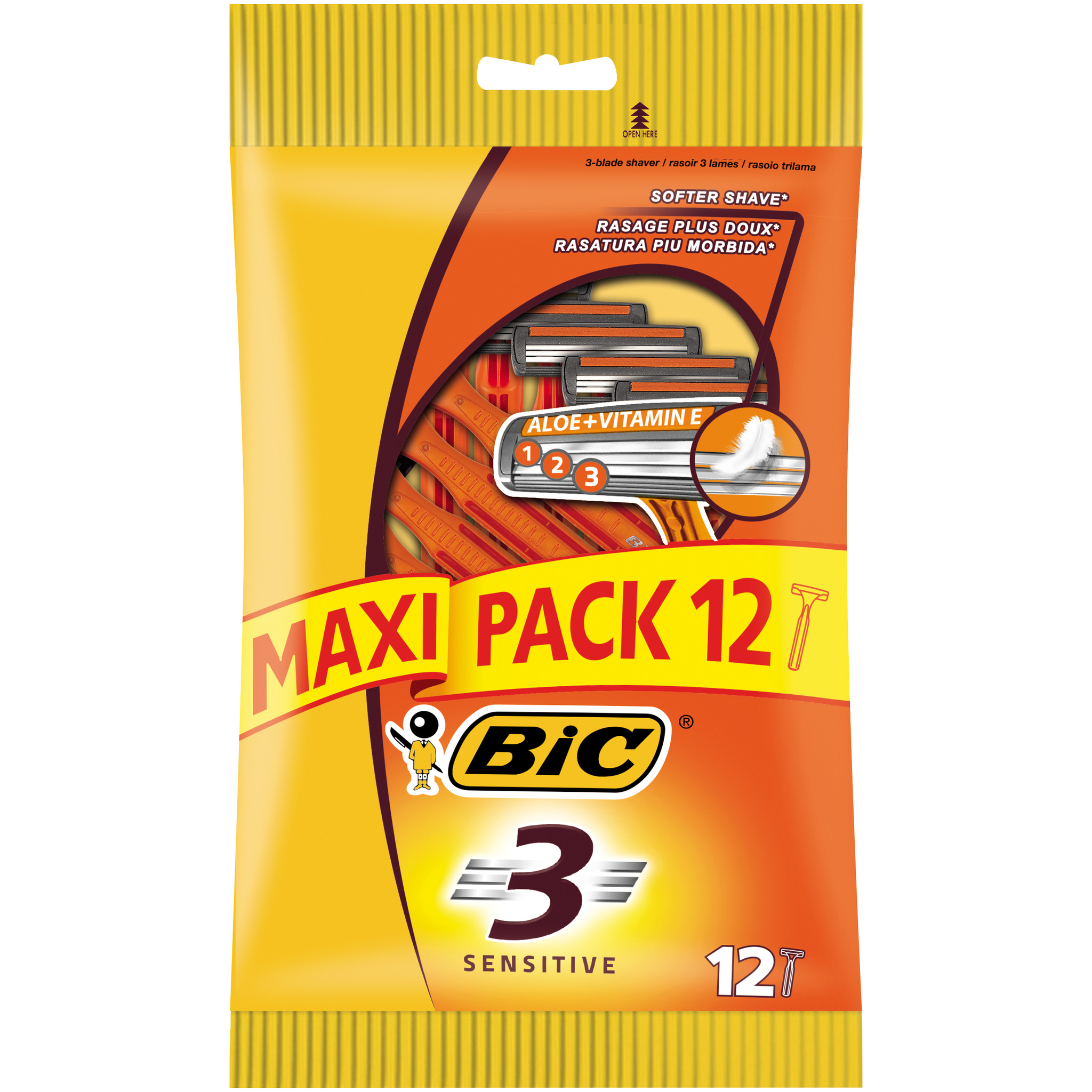 BIC® 3 Sensitive Wegwerpscheermesjes Maxipack 12 stuks