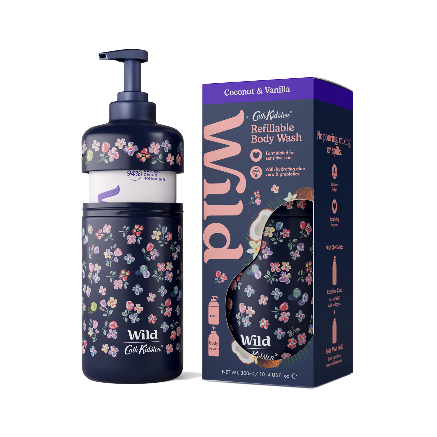 Wild M Ditsy, Coco & Vanilla Body Wash Starterpack 300 ML