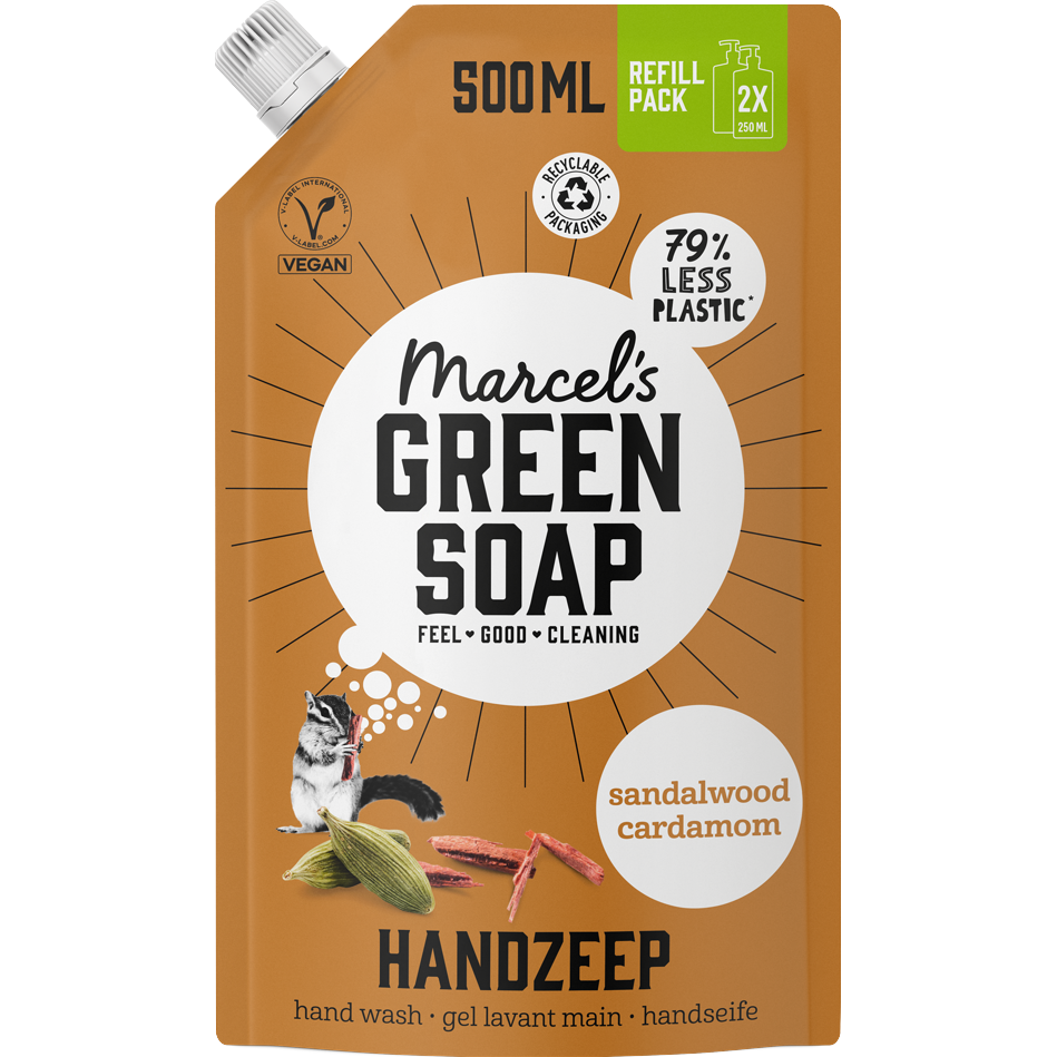 Marcel's Green Soap Sandelhout & Kardemon Navulzak 500 ML