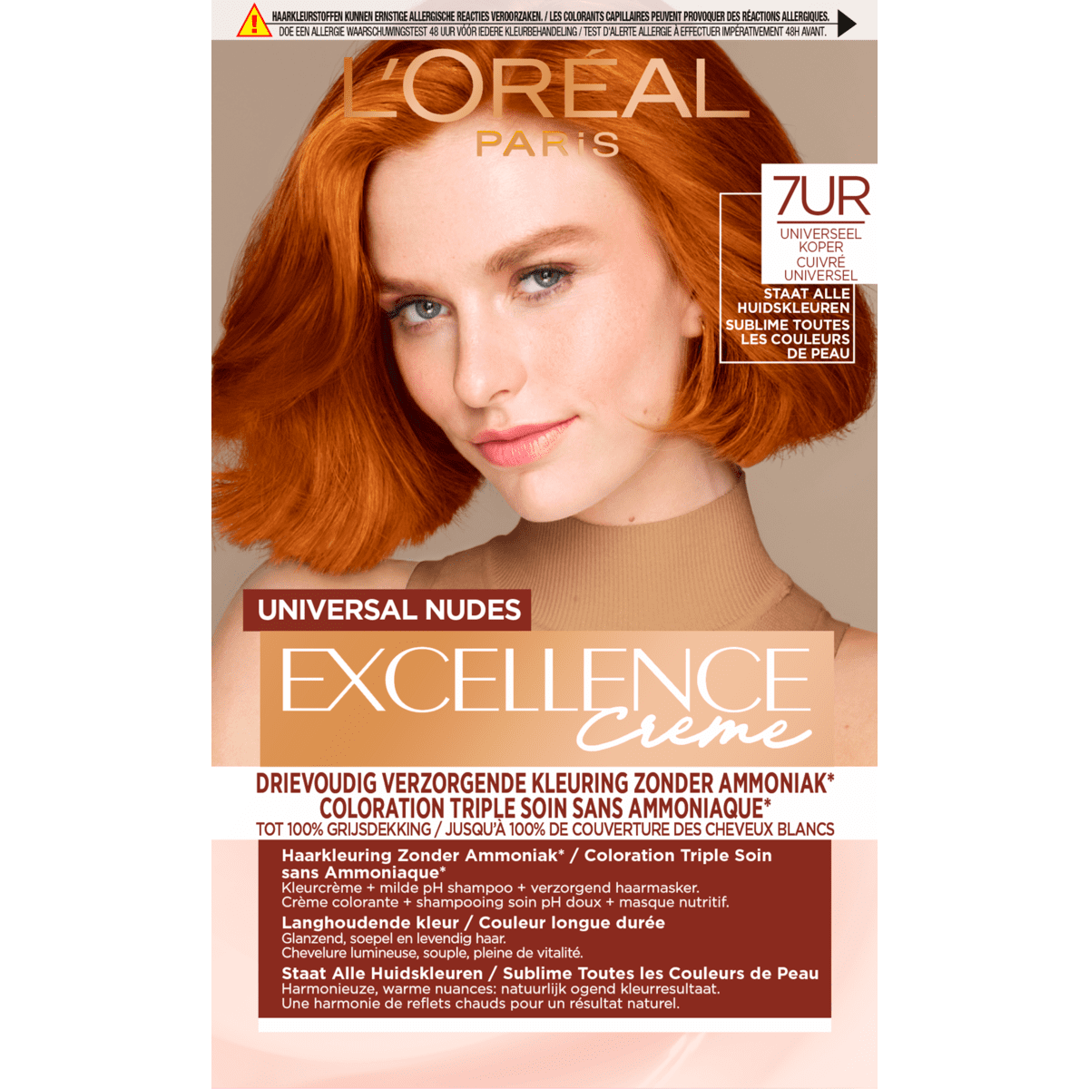 L'Oréal Paris Excellence Universal Nudes Permanente Haarverf 7UR Koperrood