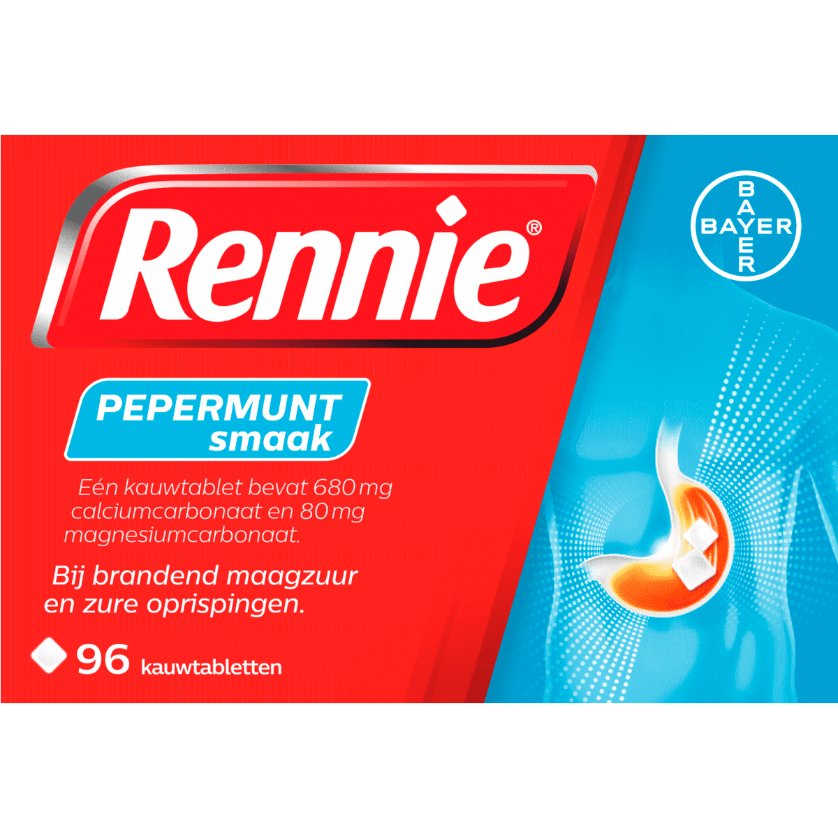 Rennie Pepermunt Kauwtabletten Bij Brandend Maagzuur 96 stuks