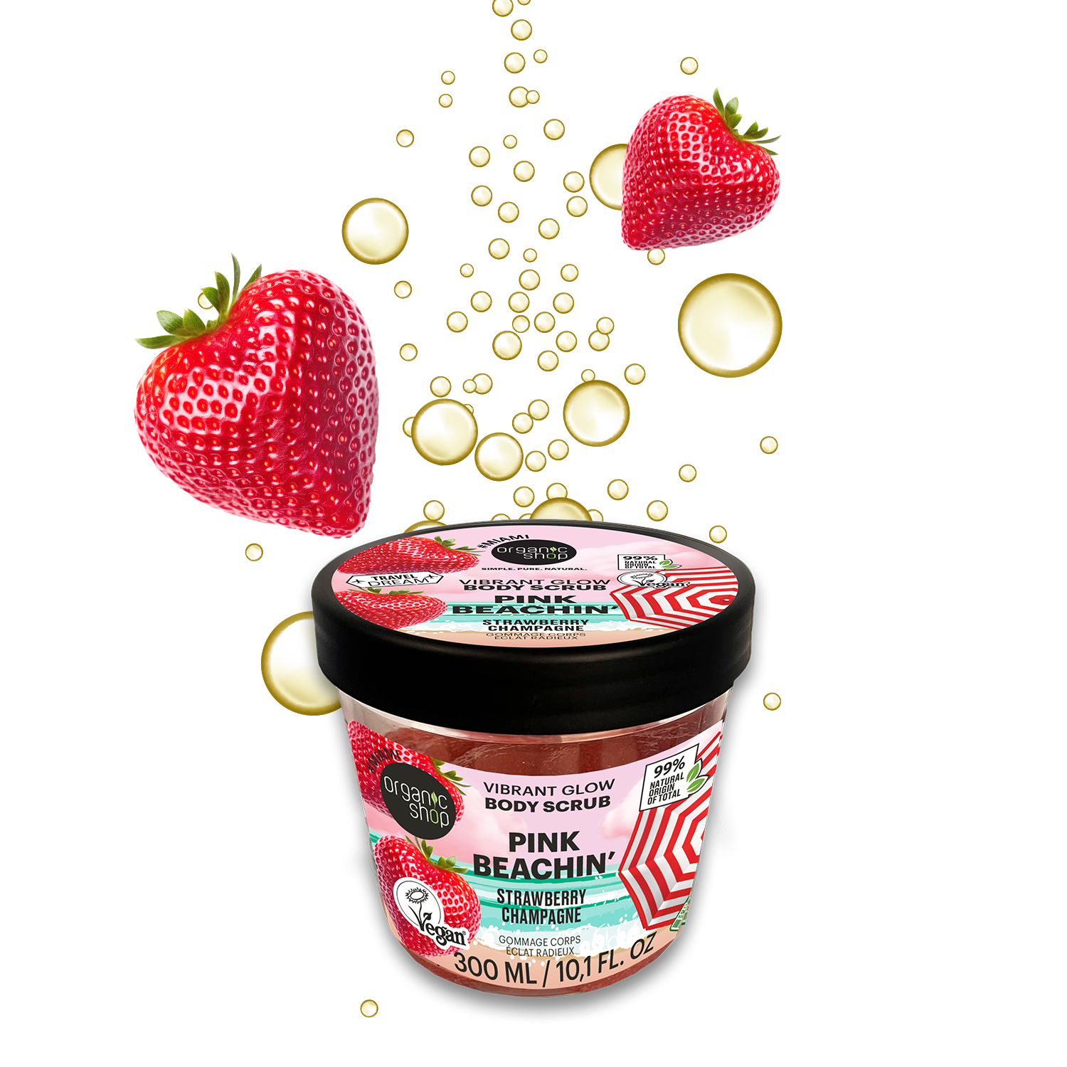 Organic Shop Pink Beachin B-Scrub Vibrant Glow Strawberry 300 ML