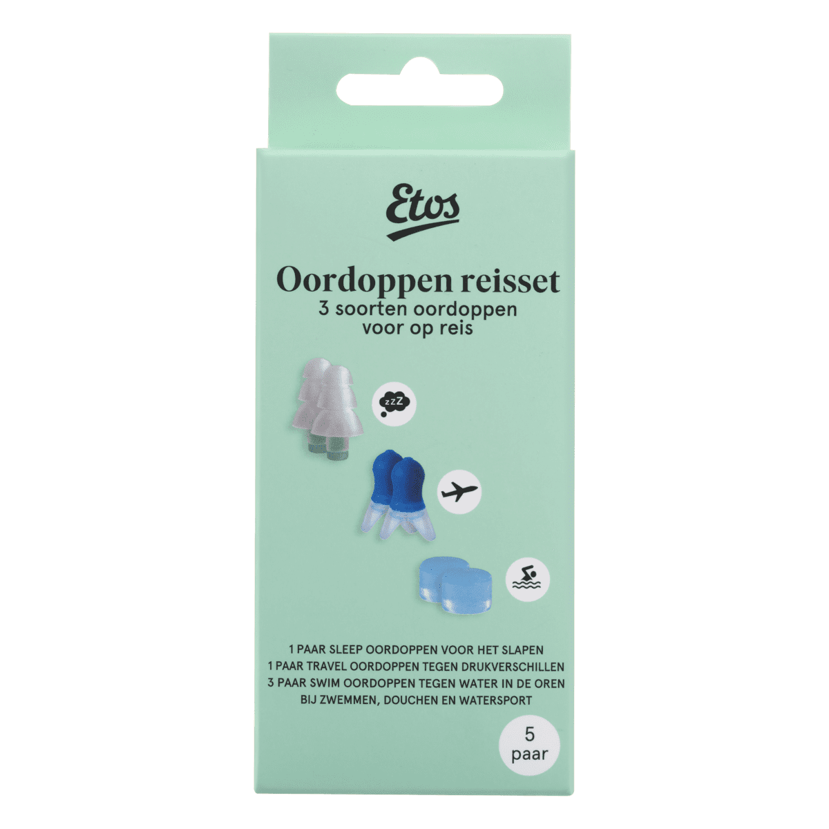 Etos Oordoppen Reisset, 5 paar