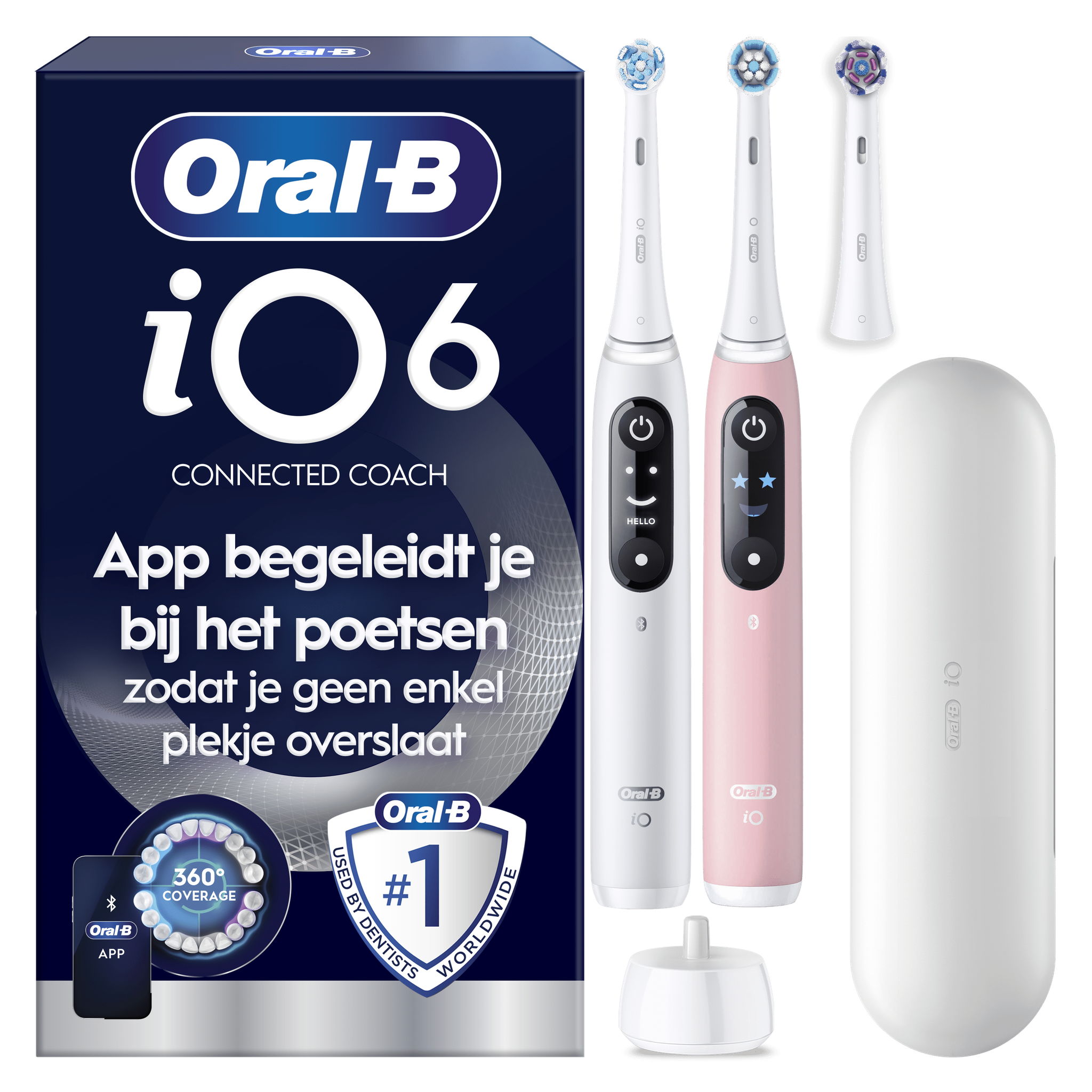 Oral-B iO 6 Wit & Roze Duo Elektrische Tandenborstels