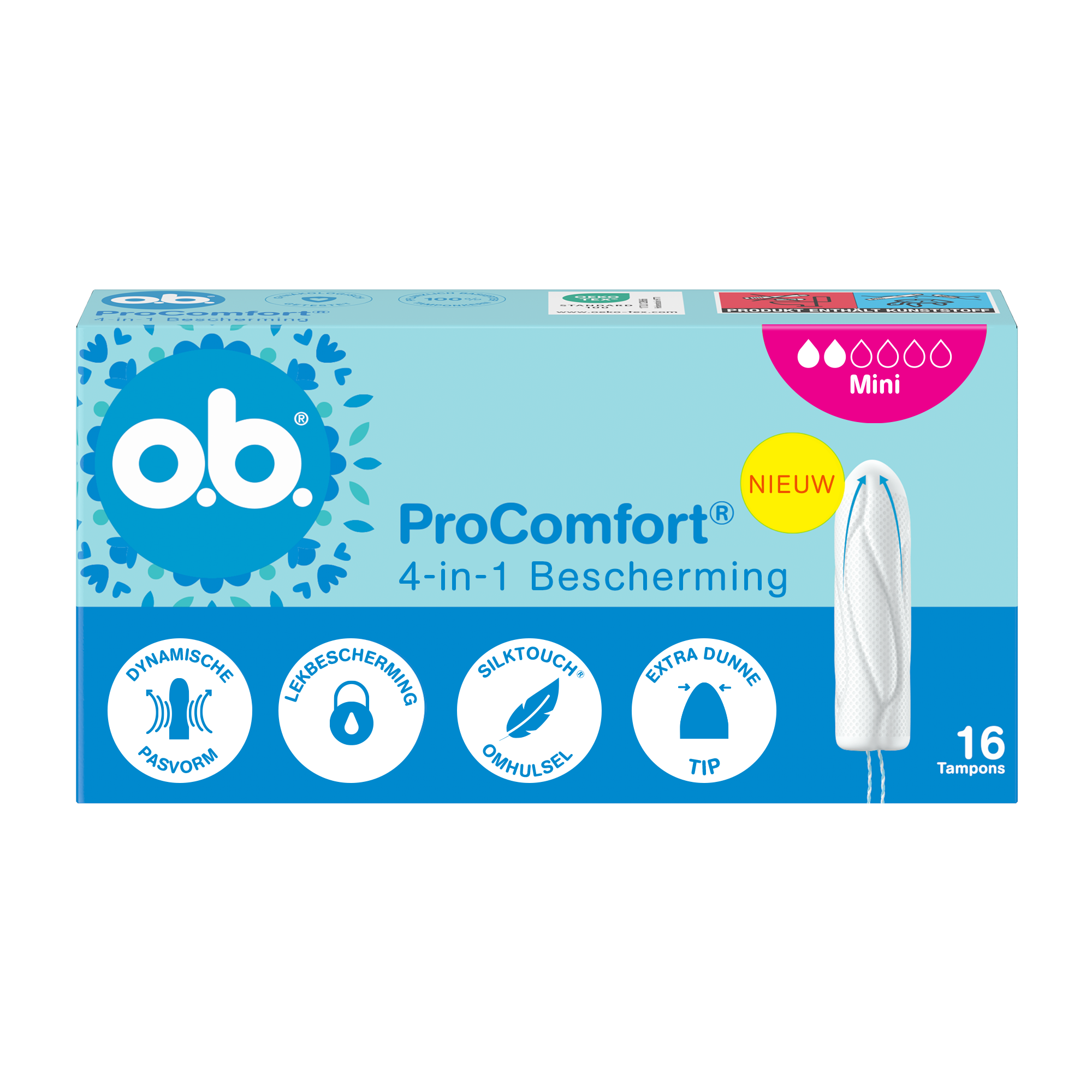 o.b.® Pro Comfort Advanced Mini Tampons 16 Stuks