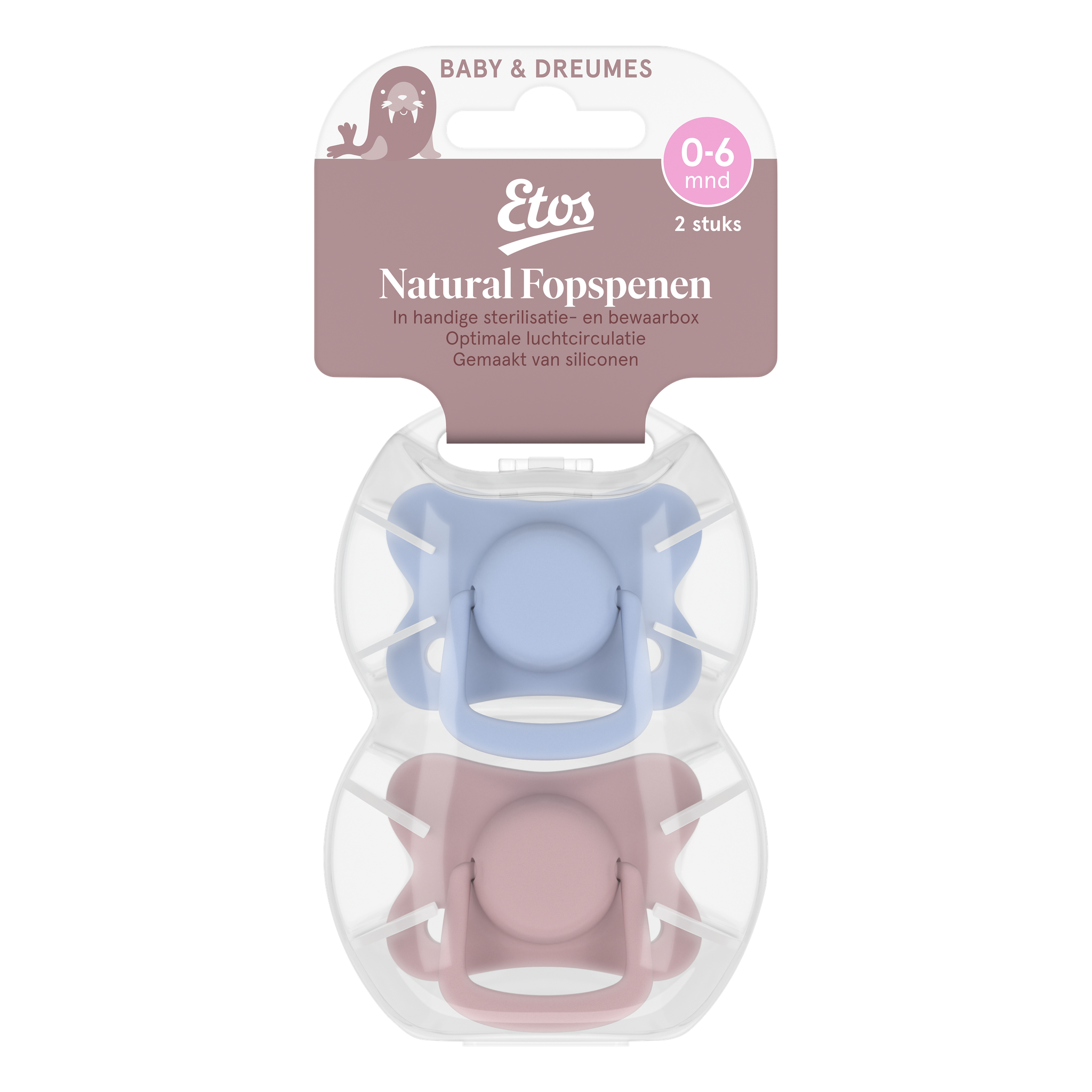 Etos Fopspeen 0-6 Maanden Violet/Roze 2 stuks