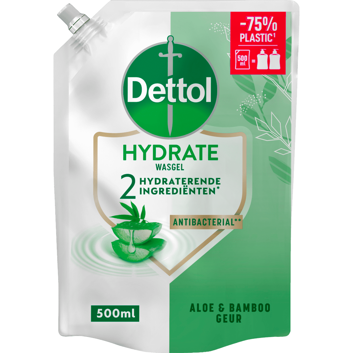Dettol Hydrate Aloë Vera & Bamboe Antibacteriële Handzeep Navulzak 500 ML