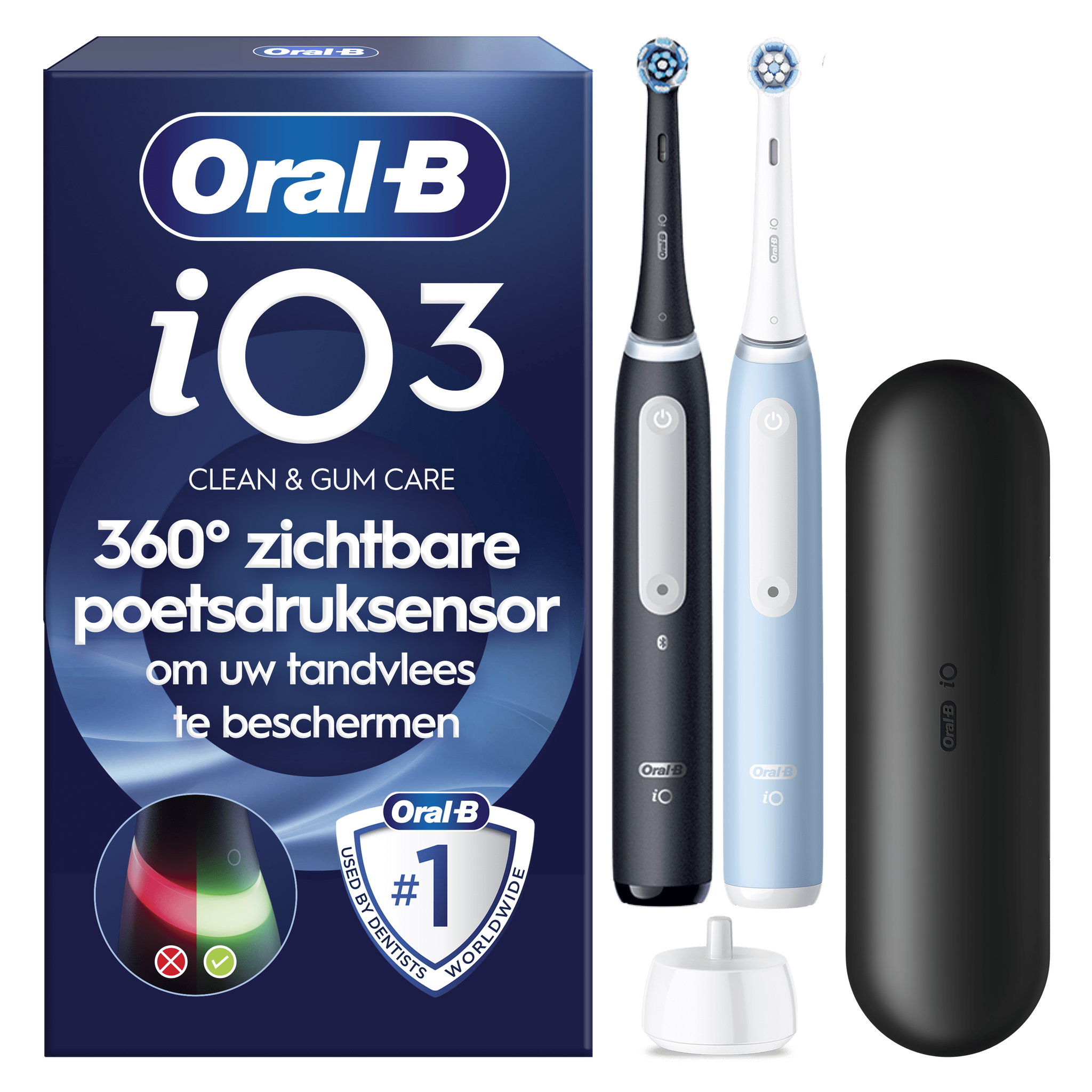 Oral-B iO 3 Zwart & Blauw Duo Elektrische Tandenborstels