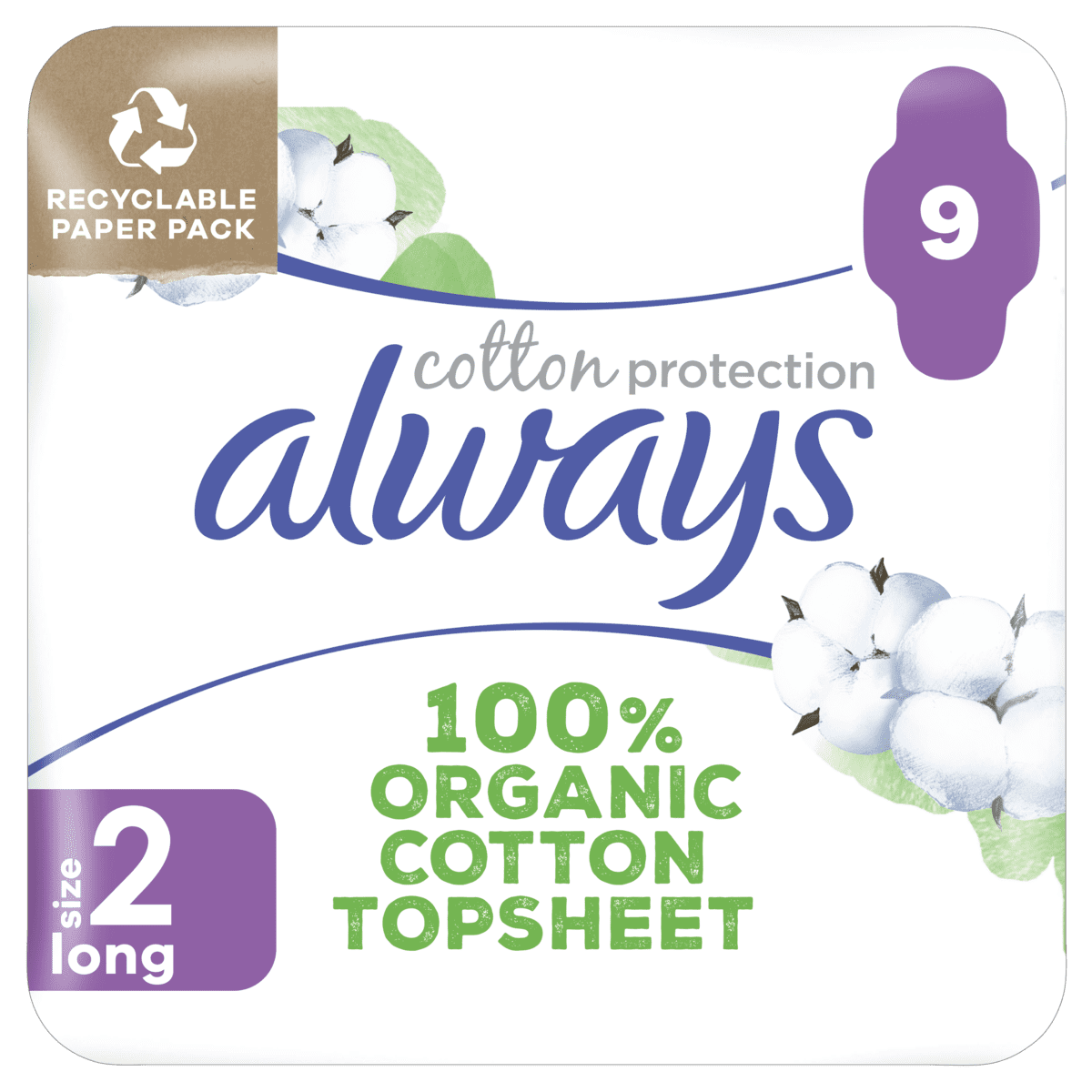 Always Maandverband Cotton Protection Long 9 stuks
