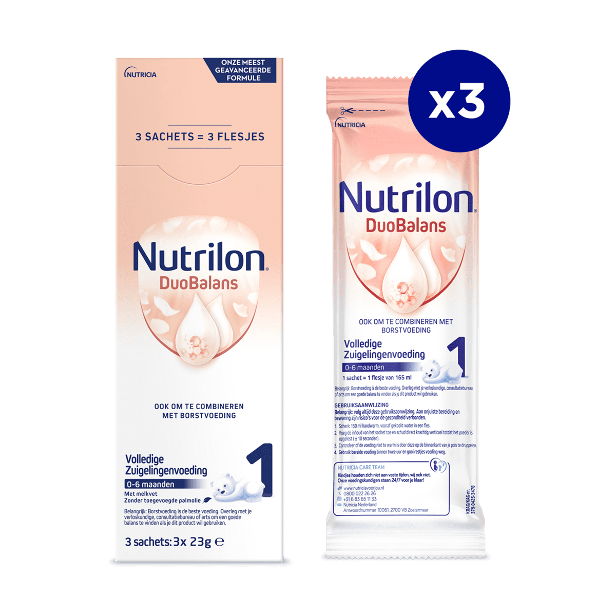 Nutrilon Duobalans 1 Volledige Zuigelingenvoeding 0-6 Maanden Sachets 23 gram