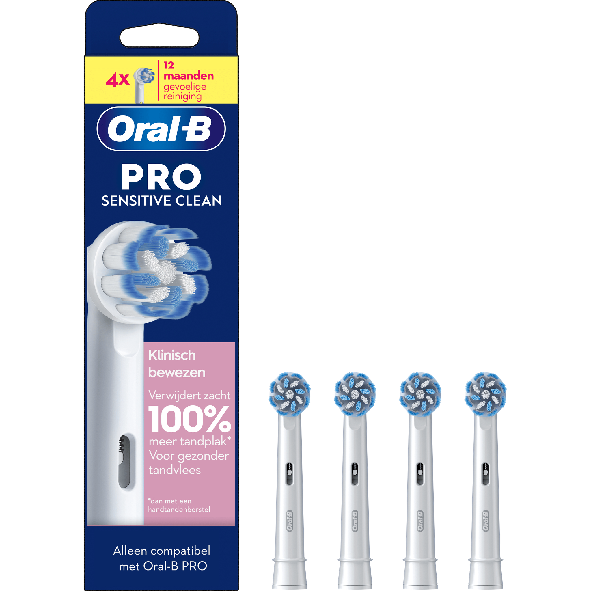 Oral-B Sensitive Clean Opzetborstels Wit 4 Stuks
