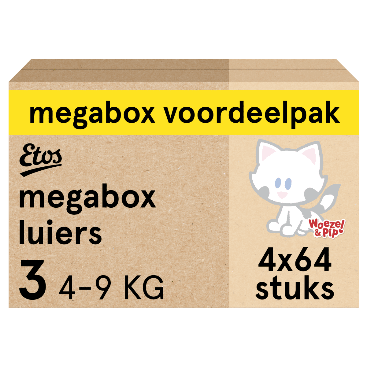 Etos Woezel & Pip Luiers Midi Maat 3 4-9 kg Megabox 4x64 stuks