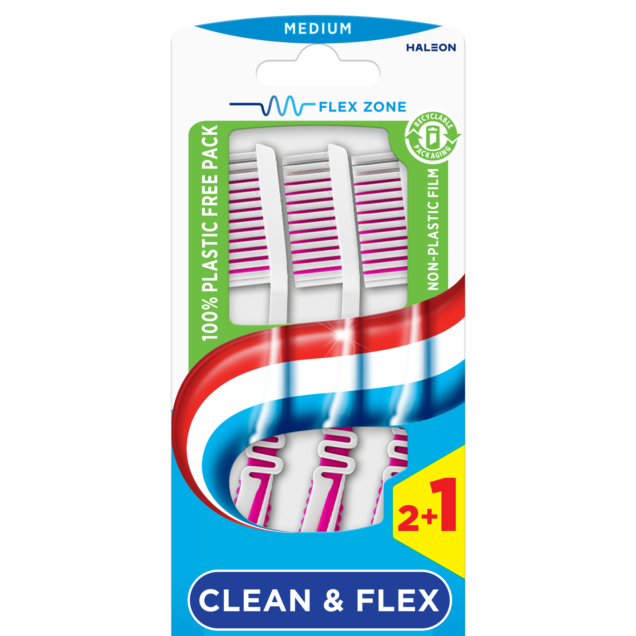Aquafresh Clean & Flex Medium Tandenborstels 3 stuks