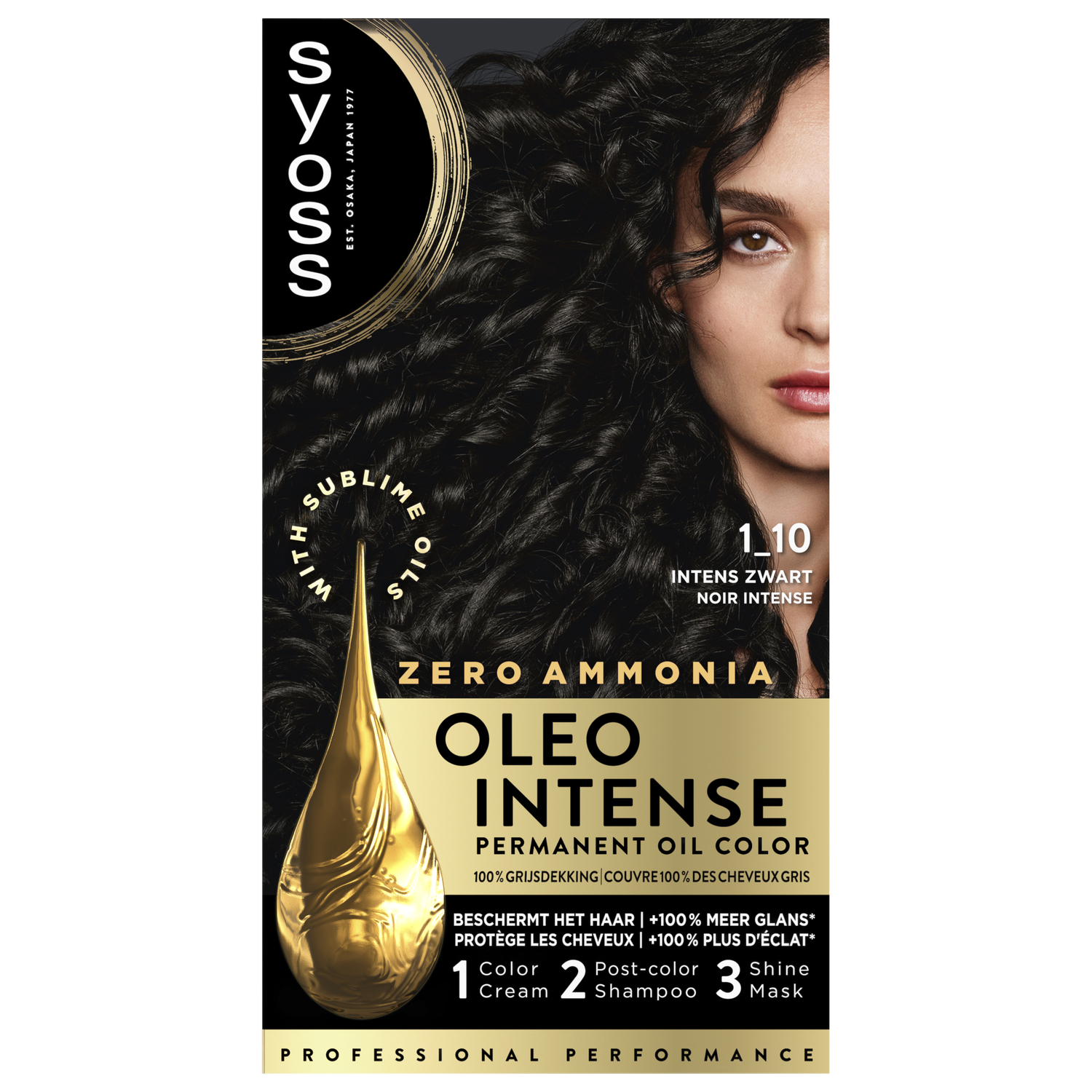 Syoss Oleo Intense Permanente Haarkleuring 1-10 Intens Zwart/Noir Intense