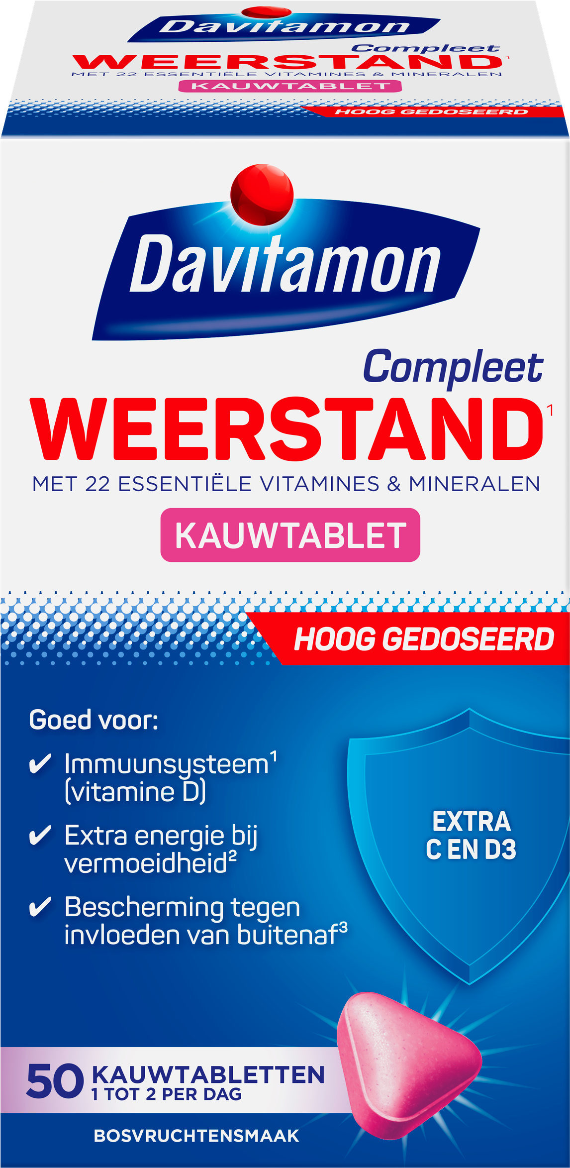 Davitamon Compleet Weerstand Vitamine C & D3 Forte Kauwtabletten 50 stuks