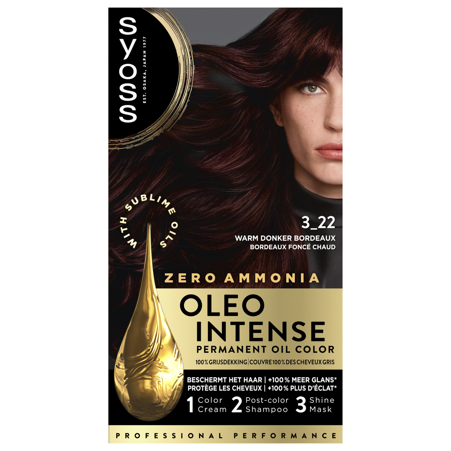 Syoss Oleo Intense Permanente Haarkleuring 3-22 Warm Donker Bordeaux