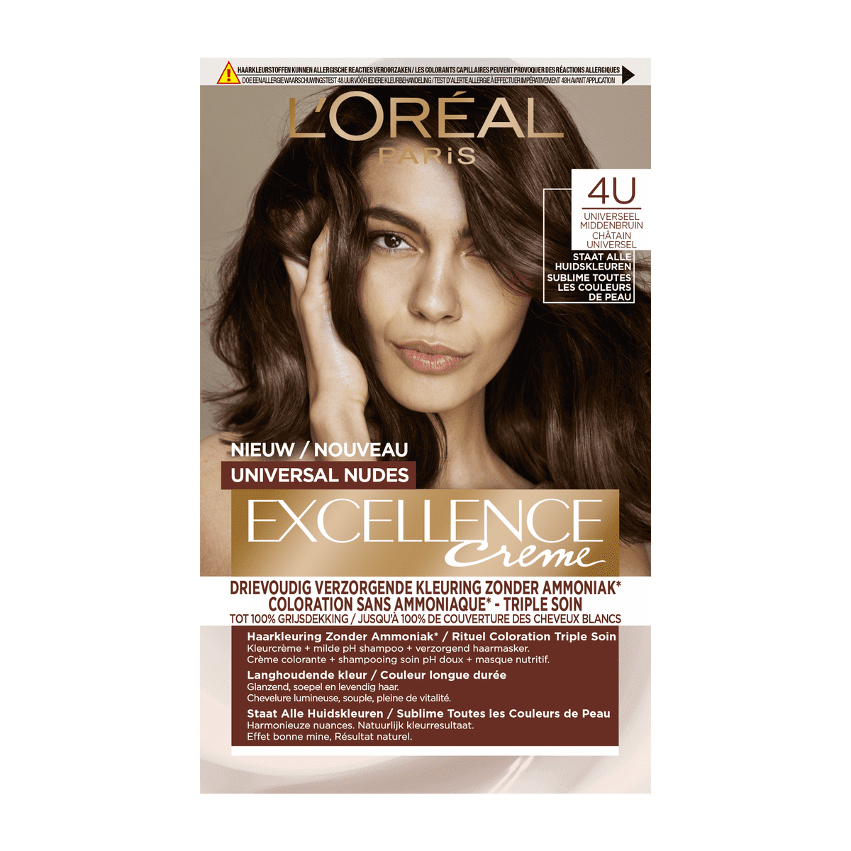 L'Oréal Paris Excellence Universal Nudes Permanente Haarverf 4U Middenbruin