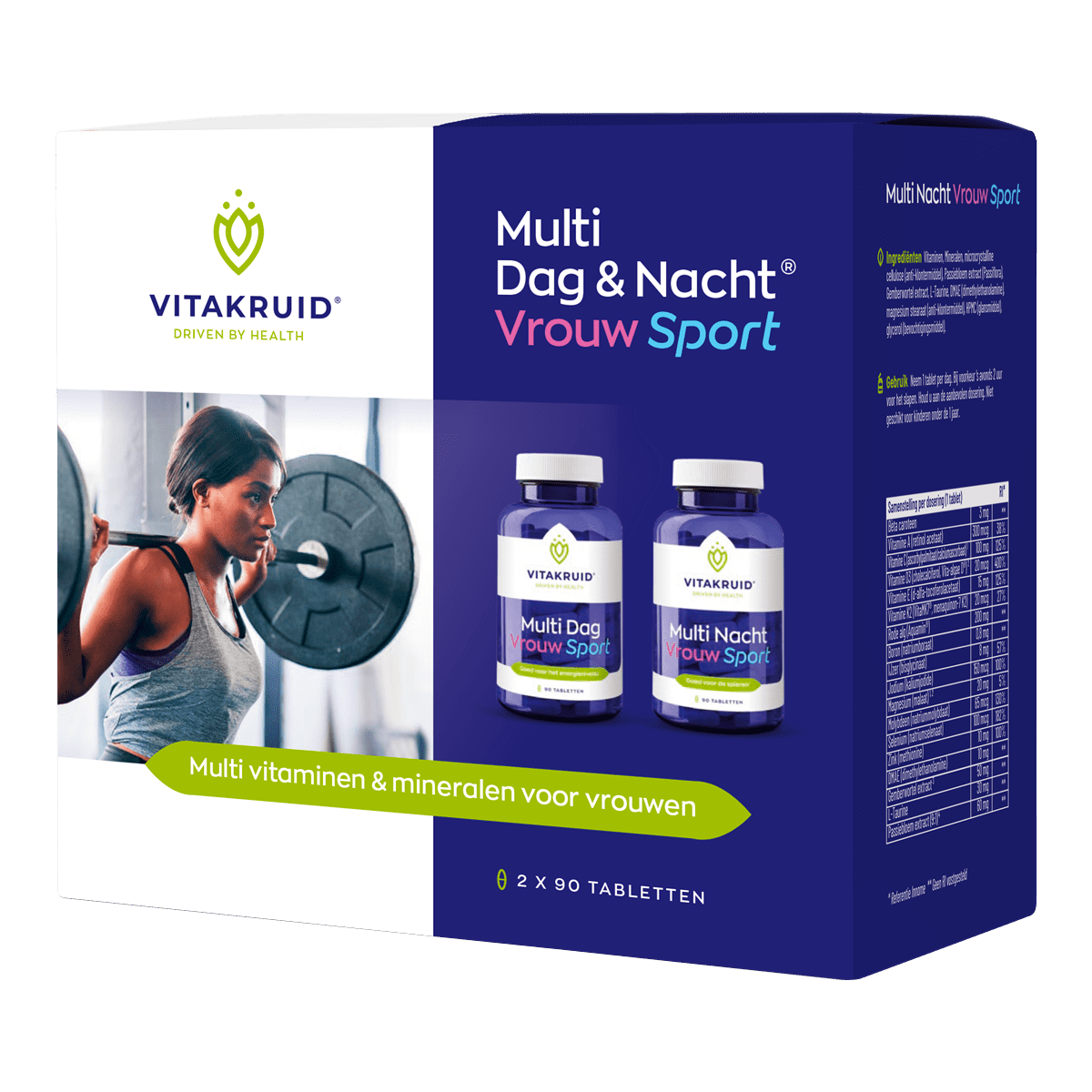 Vitakruid Multi Dag & Nacht Vrouw Sport Tabletten 2x90 stuks