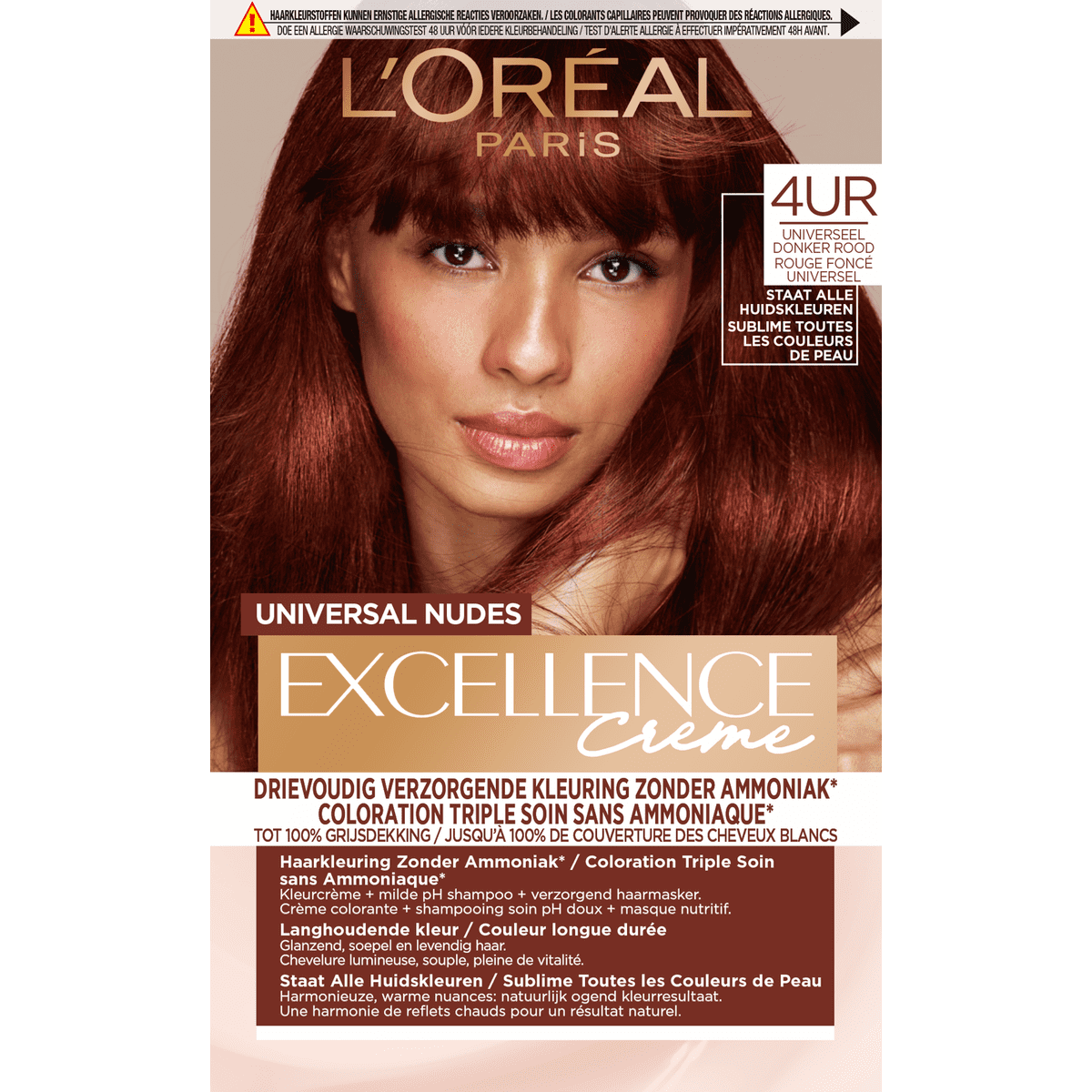 L'Oréal Paris Excellence Universal Nudes Permanente Haarverf 4UR Middenrood
