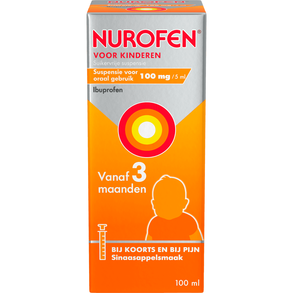 Nurofen Voor Kinderen Suikervrije Suspensie Sinaasappelsmaak 100 ML
