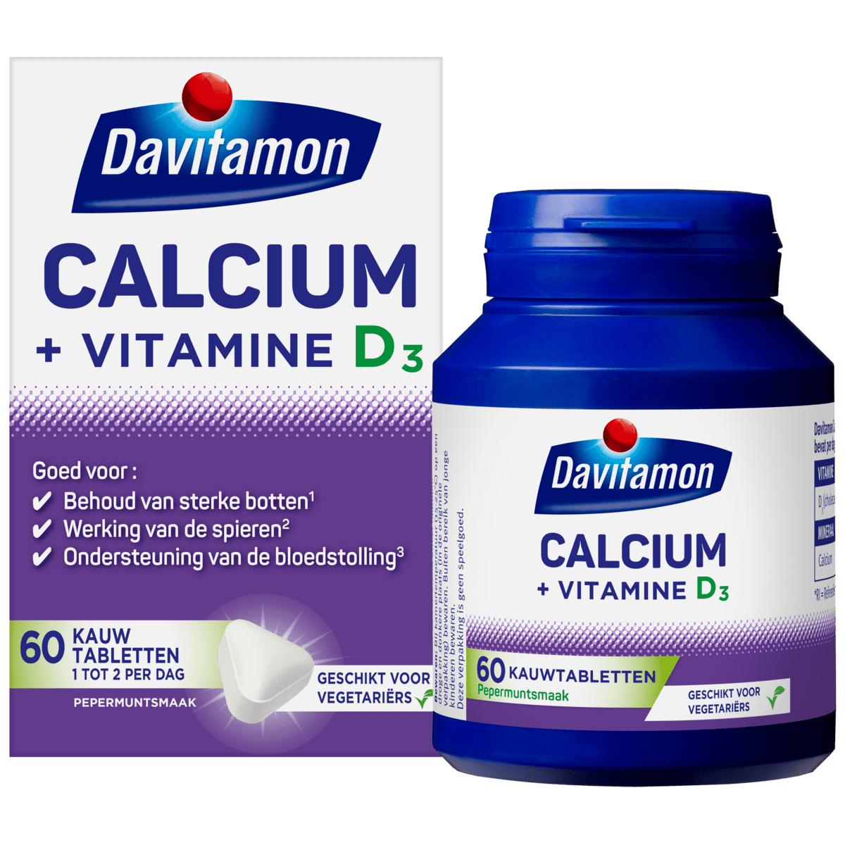 Davitamon Calcium met Vitamine D3 Mint Kauwtabletten 60 stuks