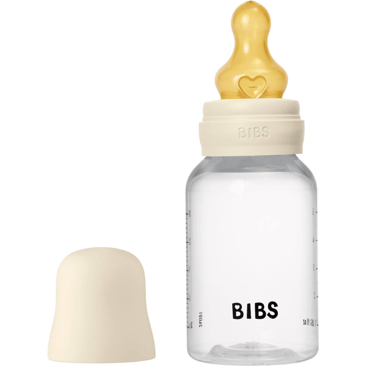 BIBS Babyfles Slow Flow Latex Ivory incl. opvouwbaar trechtertje 150 ML