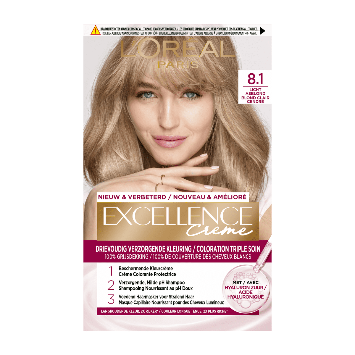 L'Oréal Paris Excellence Crème Verzorgende Kleuring 8.1 Licht Asblond