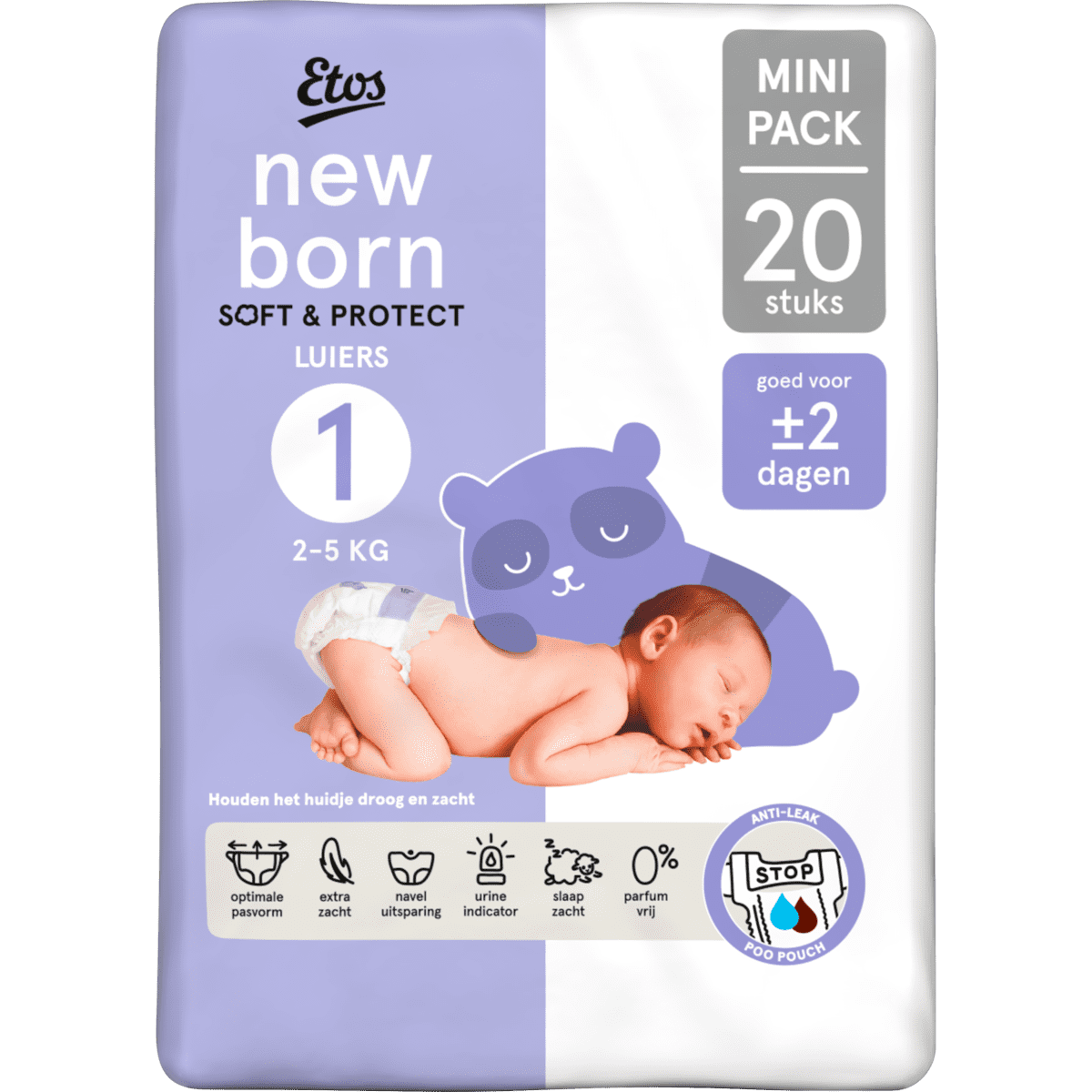 Etos Luiers Newborn Maat 1 2-5 kg Trial Pack 20 stuks