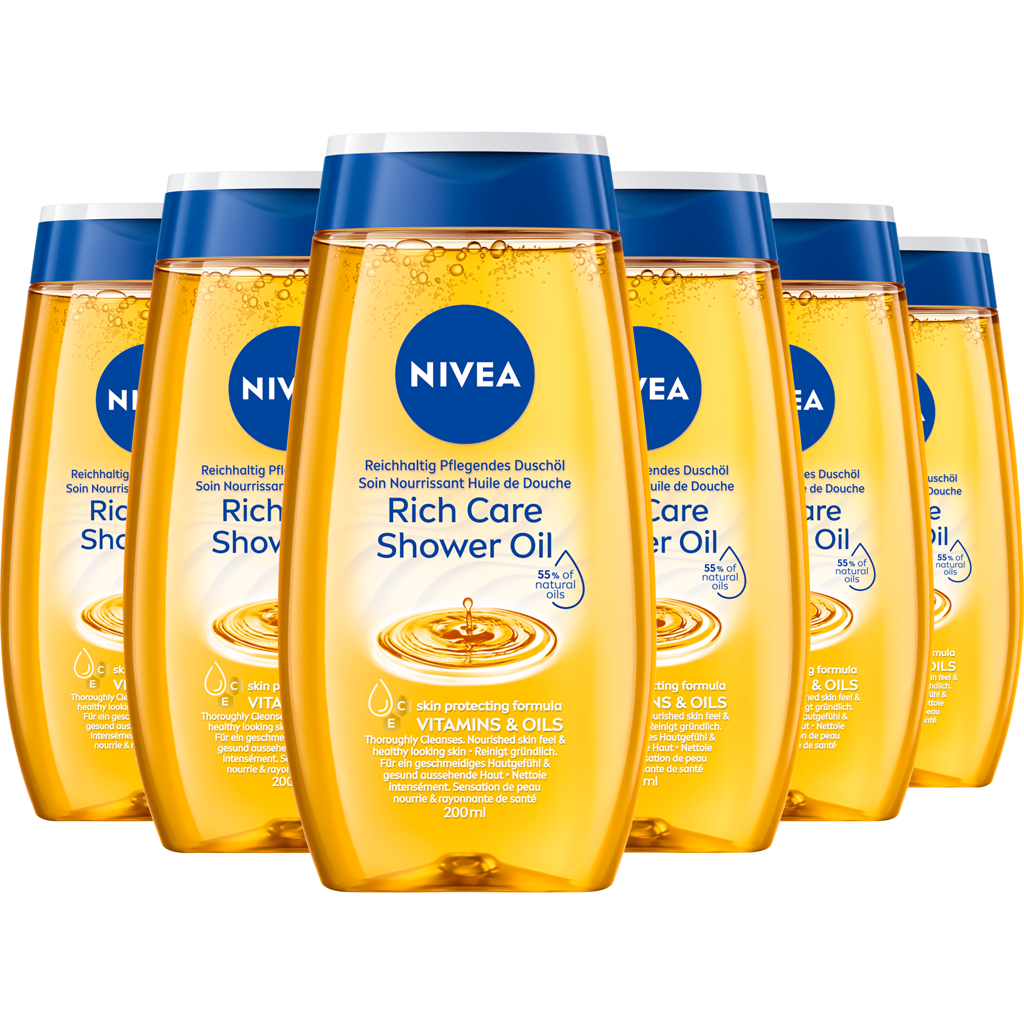 NIVEA Rich Care Shower Oil 200 ML Multipack 6 stuks