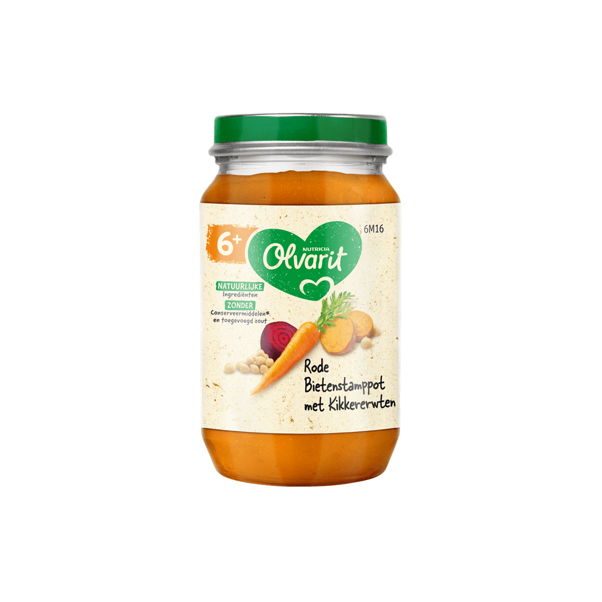 Olvarit Rode Bietenstampot Kikkererwten 6+ Maanden 200 gram