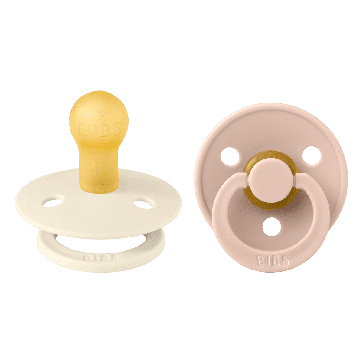 BIBS Colour Fopspeen Rond Latex Maat 1 Ivory/Blush 2 stuks