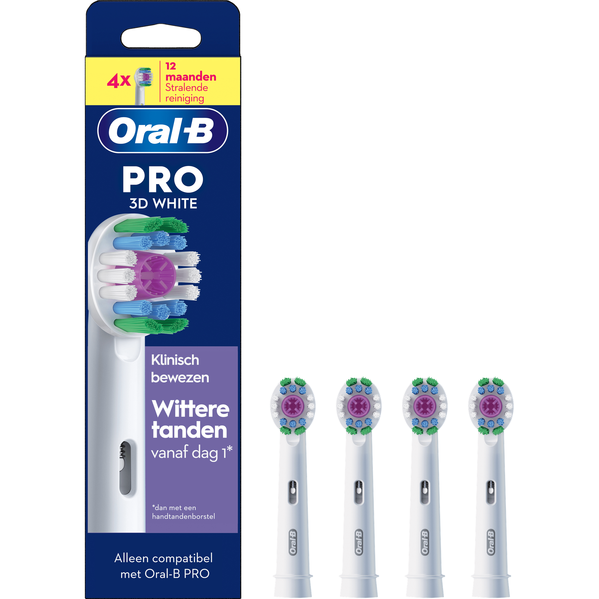 Oral-B 3D White Opzetborstels Wit 4 Stuks
