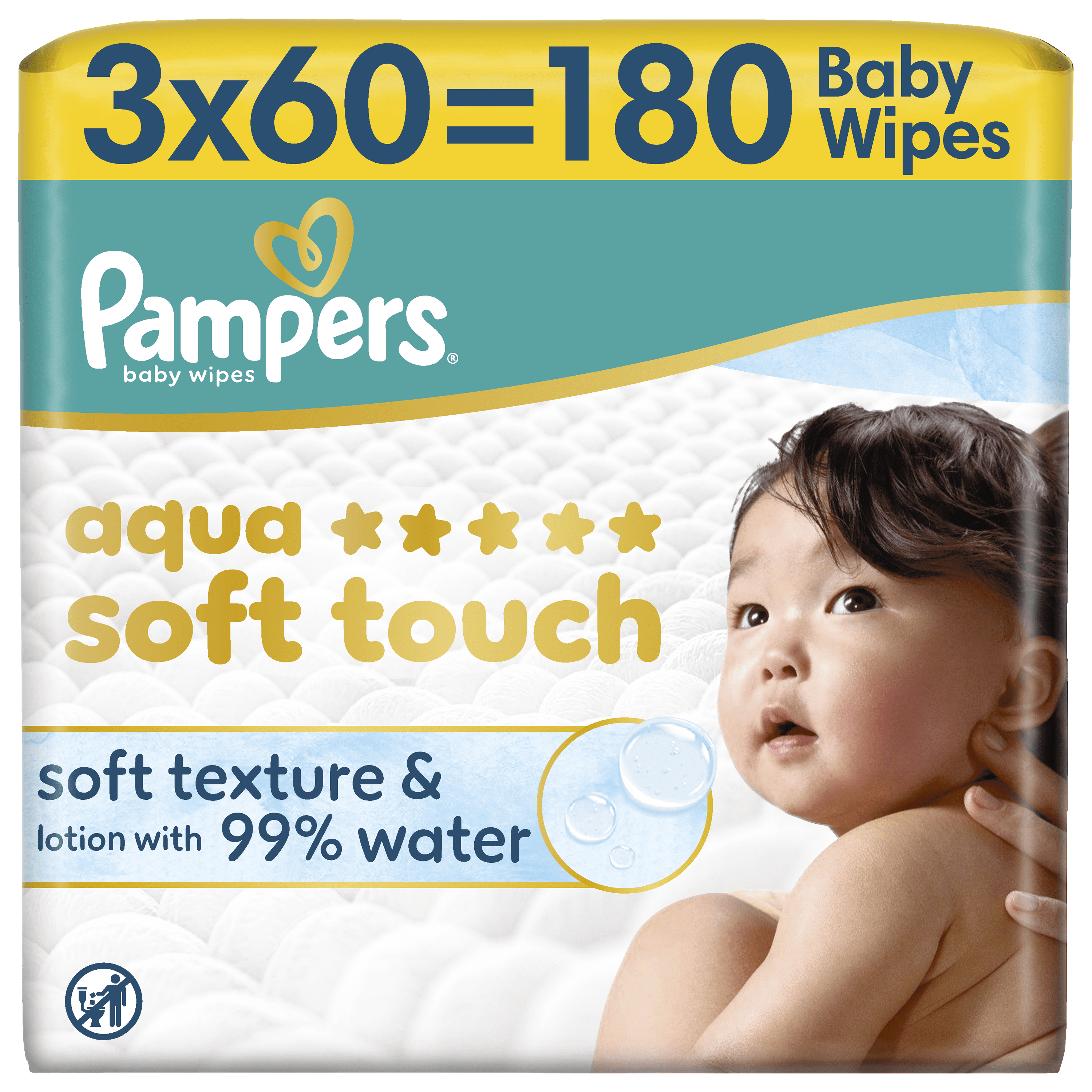 Pampers Aqua Soft Touch Billendoekjes 3x60 stuks