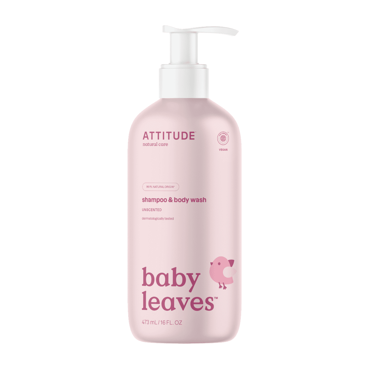 ATTITUDE Baby Leaves 2-in-1 Unscented Shampoo & Body Wash 473 ML